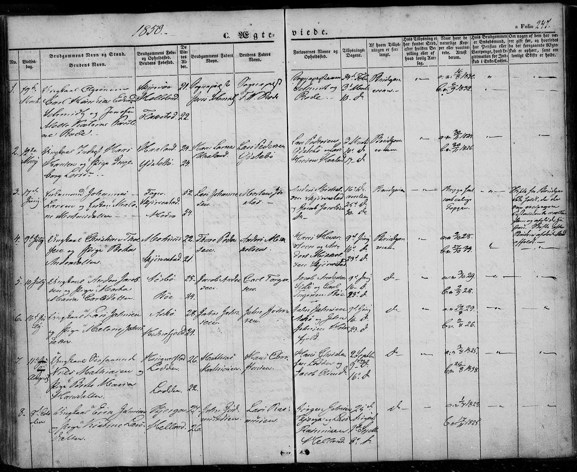 Rennesøy sokneprestkontor, SAST/A -101827/H/Ha/Haa/L0005: Ministerialbok nr. A 5, 1838-1859, s. 247