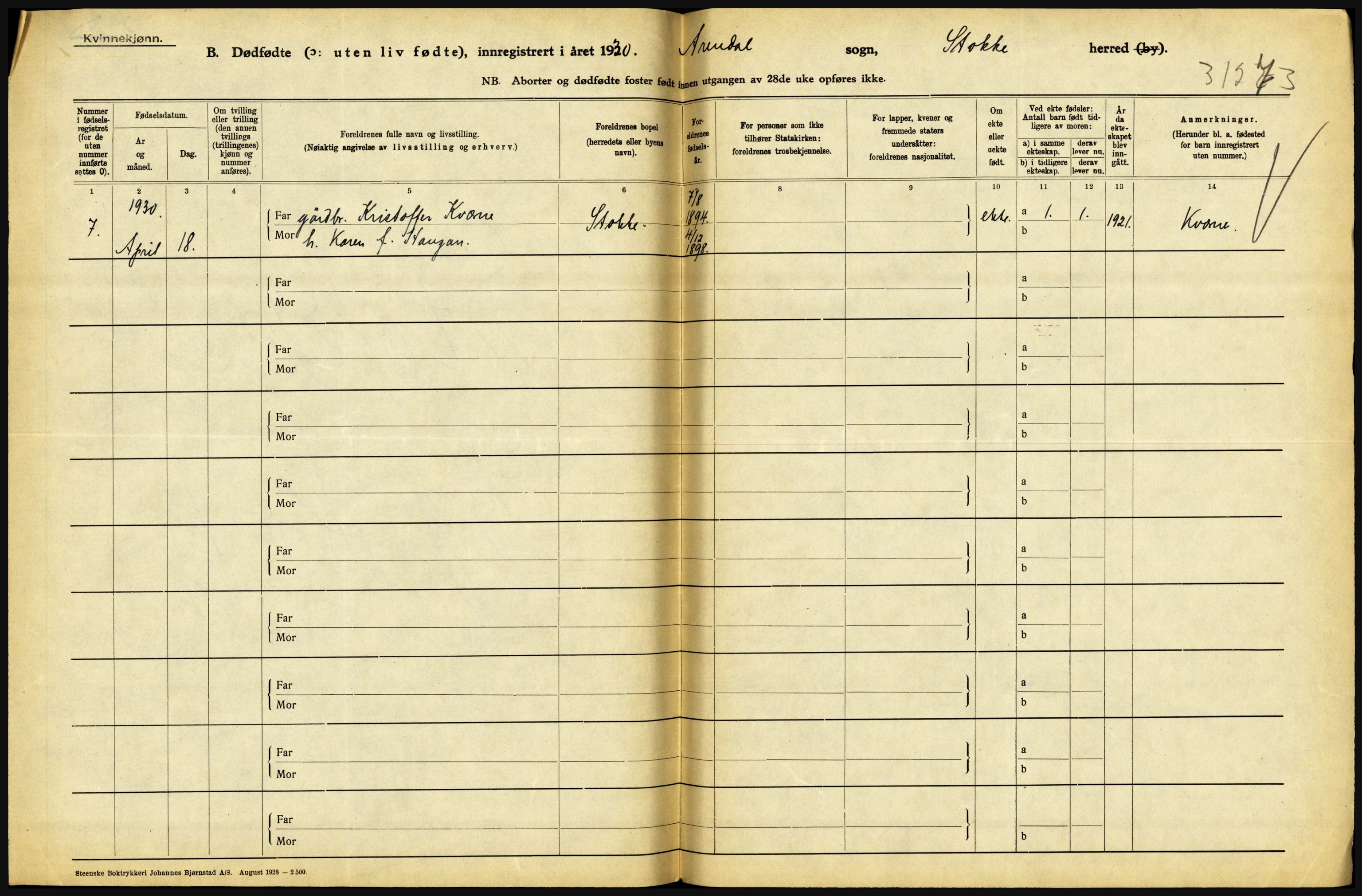 Statistisk sentralbyrå, Sosiodemografiske emner, Befolkning, AV/RA-S-2228/D/Df/Dfc/Dfcj/L0017: Vestfold. Telemark, 1930, s. 266