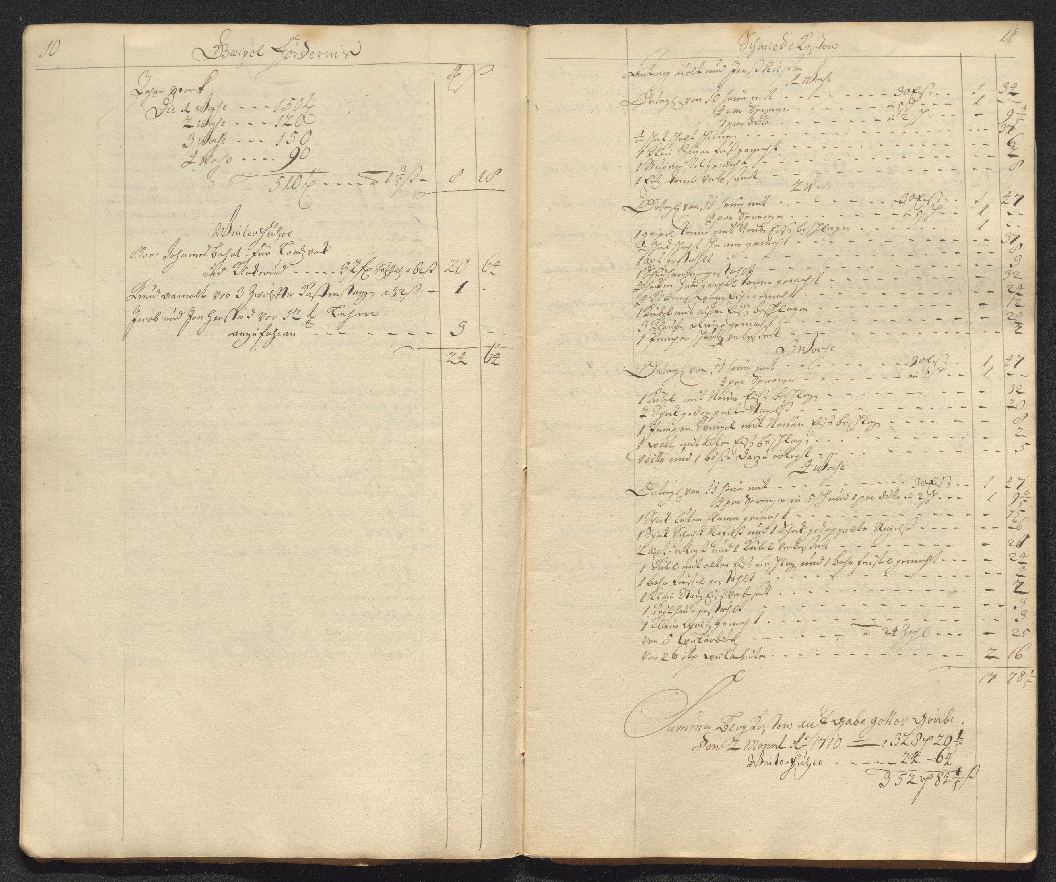 Kongsberg Sølvverk 1623-1816, AV/SAKO-EA-3135/001/D/Dc/Dcd/L0098: Utgiftsregnskap for gruver m.m. , 1710, s. 49