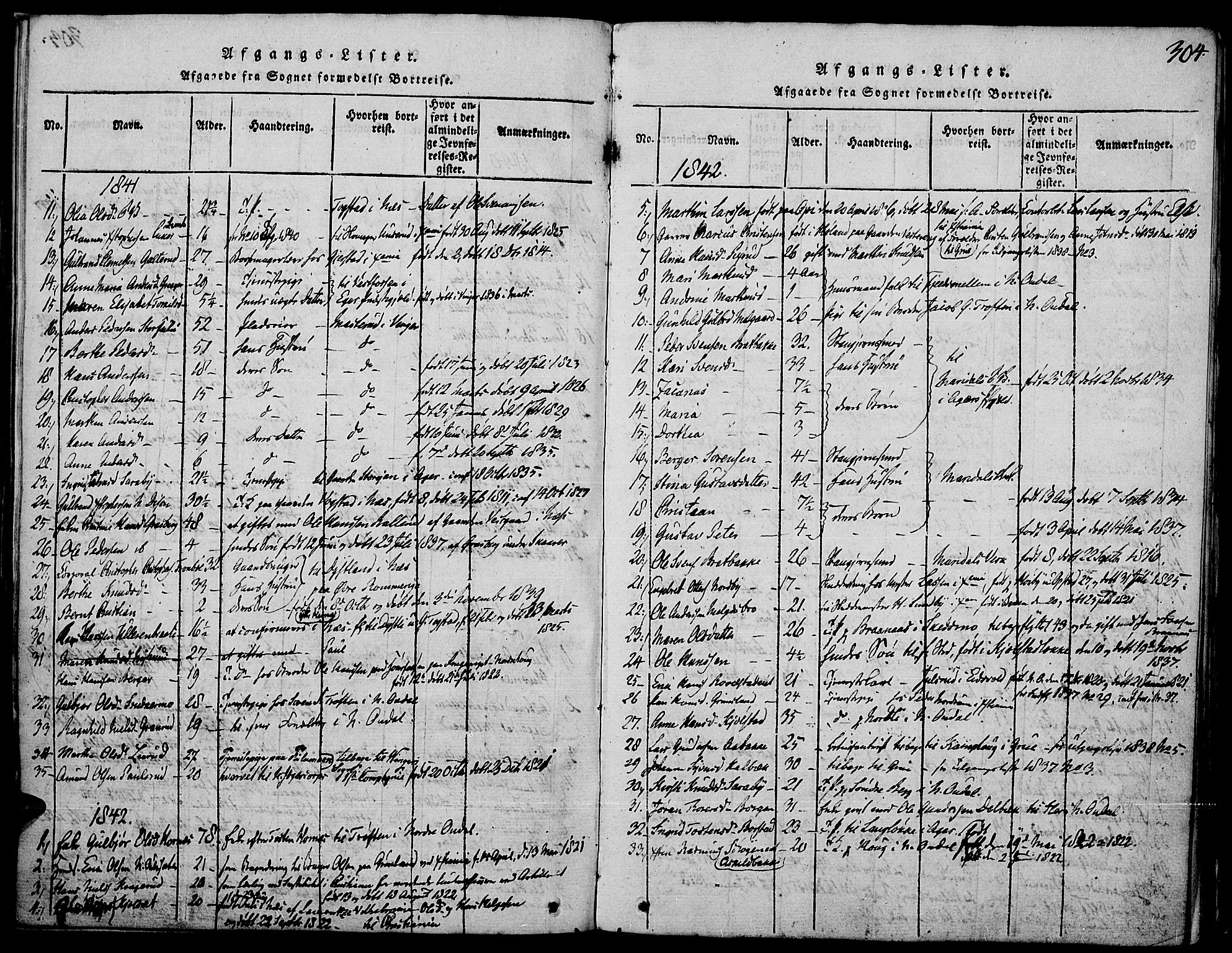 Strøm-Odalen prestekontor, AV/SAH-PREST-028/H/Ha/Haa/L0006: Ministerialbok nr. 6, 1814-1850, s. 304