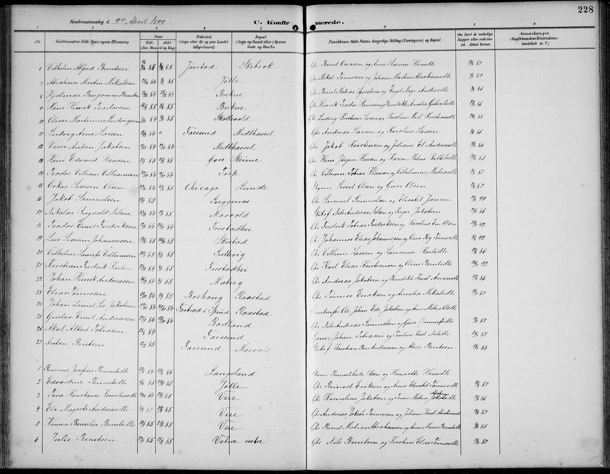 Lista sokneprestkontor, SAK/1111-0027/F/Fb/L0005: Klokkerbok nr. B 5, 1892-1923, s. 228