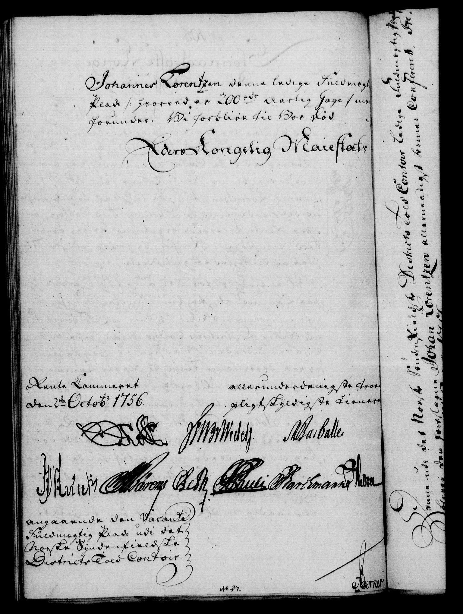 Rentekammeret, Kammerkanselliet, RA/EA-3111/G/Gf/Gfa/L0038: Norsk relasjons- og resolusjonsprotokoll (merket RK 52.38), 1756, s. 536