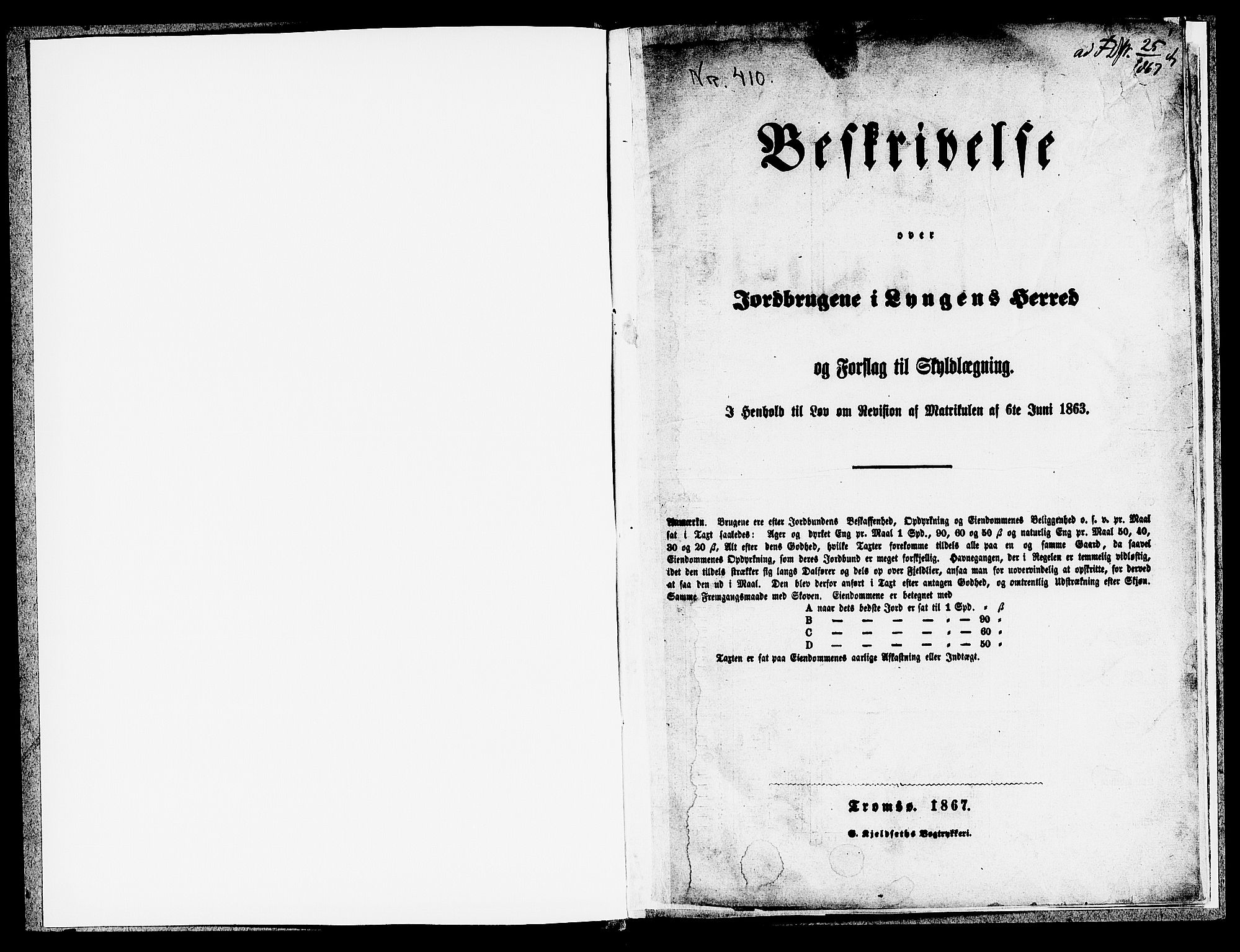 Matrikkelrevisjonen av 1863, RA/S-1530/F/Fe/L0410: Lyngen, 1863