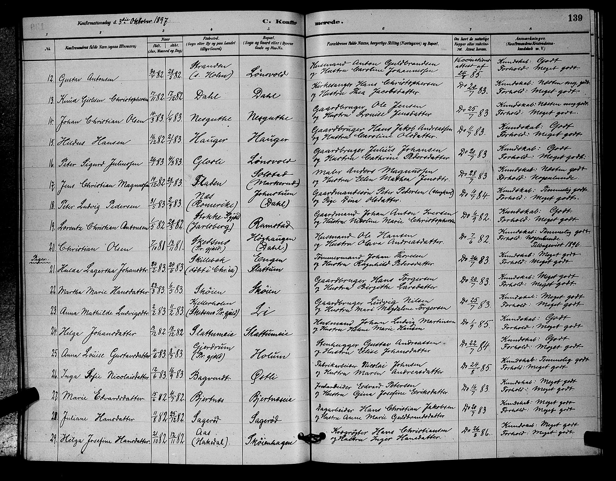 Nittedal prestekontor Kirkebøker, AV/SAO-A-10365a/G/Ga/L0002: Klokkerbok nr. I 2, 1879-1901, s. 139