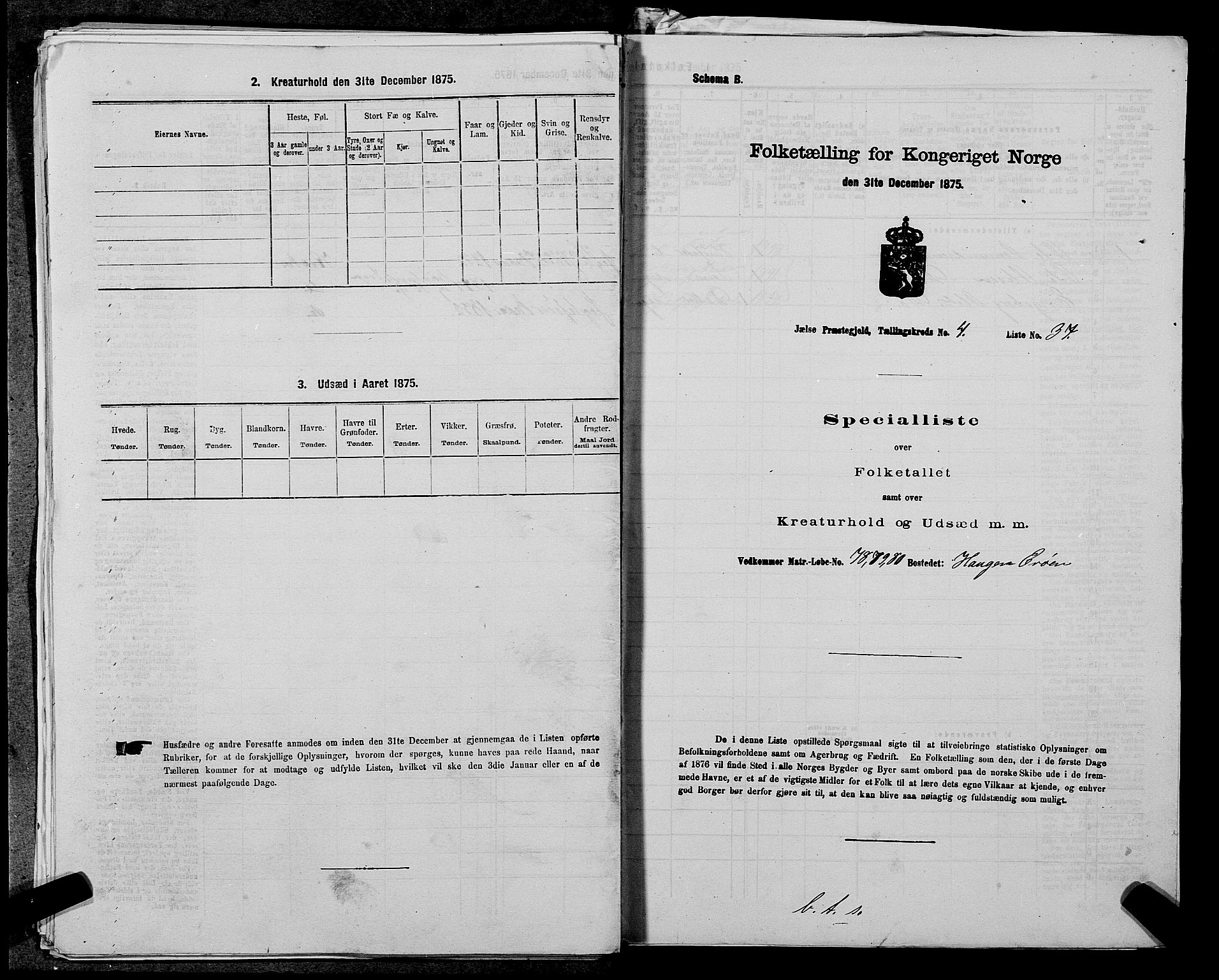 SAST, Folketelling 1875 for 1138P Jelsa prestegjeld, 1875, s. 396