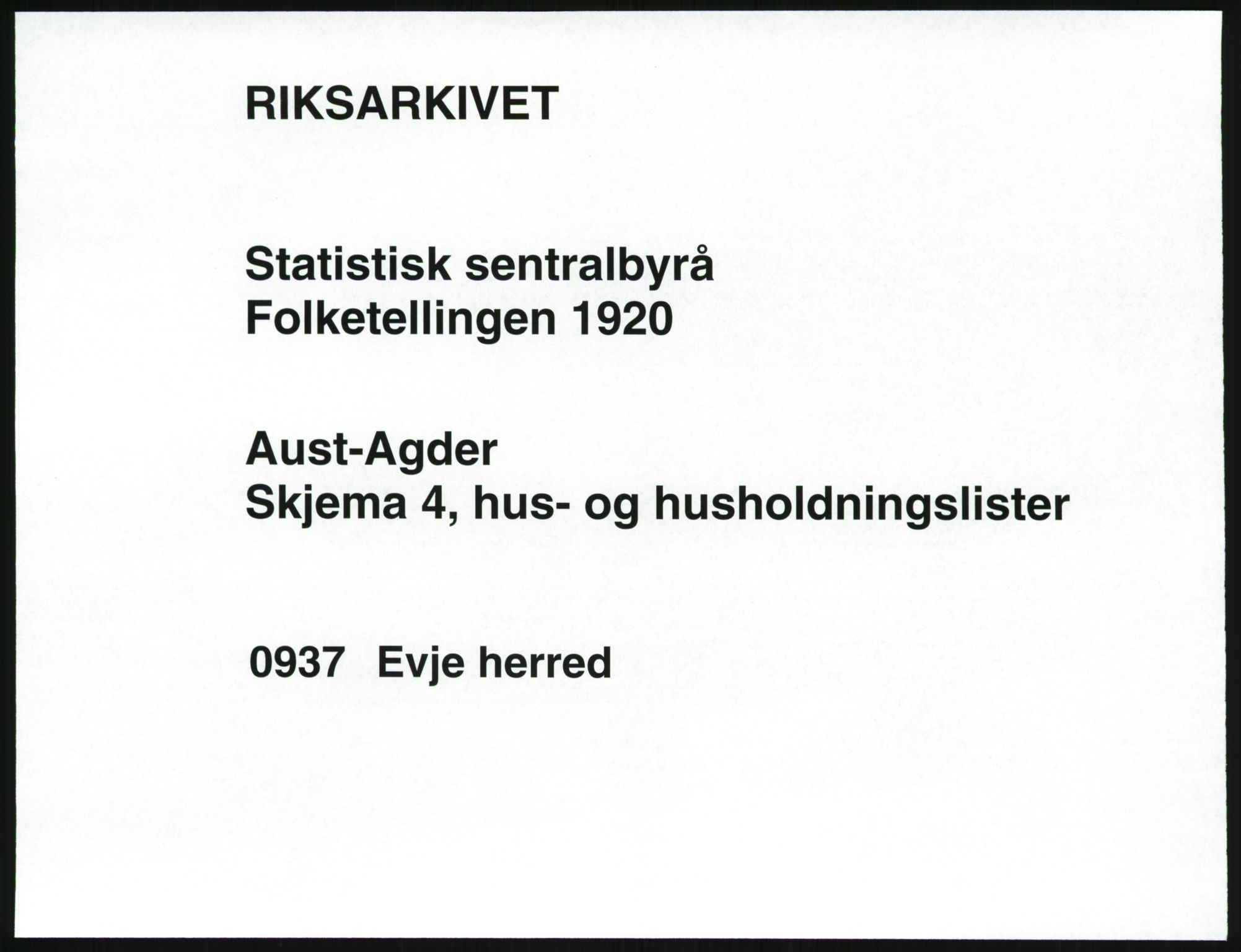 SAK, Folketelling 1920 for 0937 Evje herred, 1920, s. 38