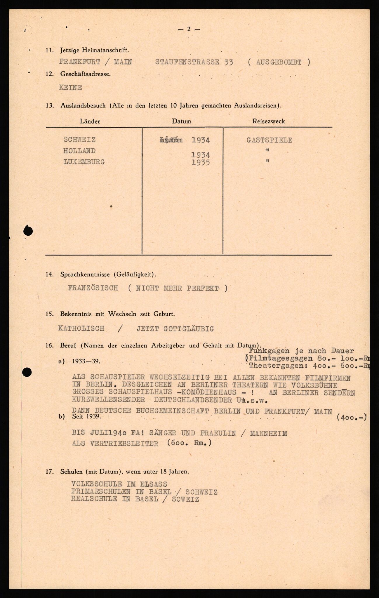 Forsvaret, Forsvarets overkommando II, AV/RA-RAFA-3915/D/Db/L0026: CI Questionaires. Tyske okkupasjonsstyrker i Norge. Tyskere., 1945-1946, s. 122