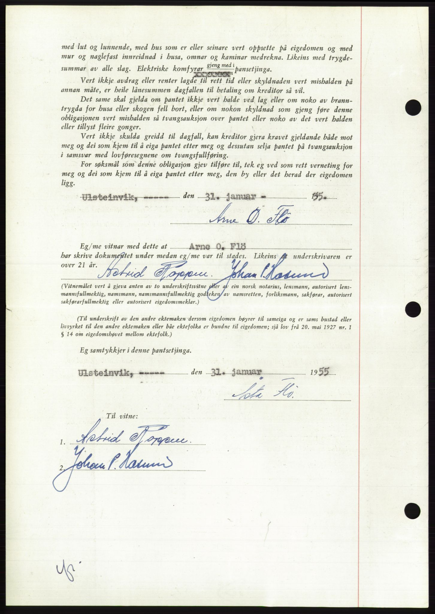 Søre Sunnmøre sorenskriveri, AV/SAT-A-4122/1/2/2C/L0126: Pantebok nr. 14B, 1954-1955, Dagboknr: 274/1955