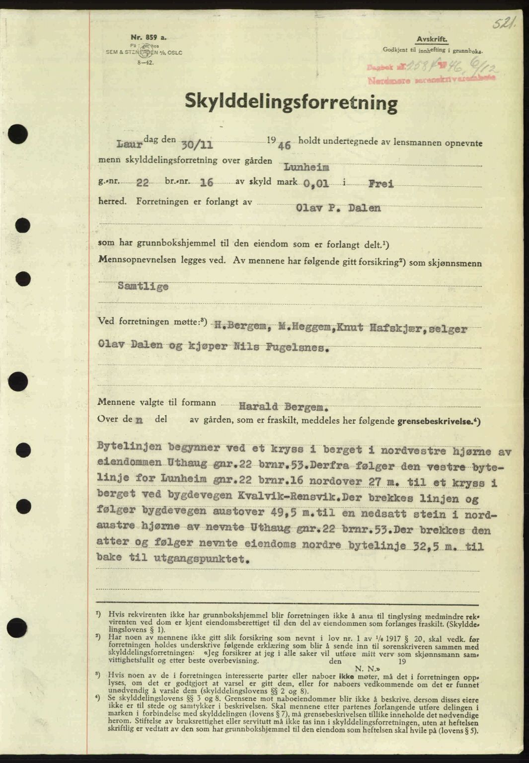 Nordmøre sorenskriveri, SAT/A-4132/1/2/2Ca: Pantebok nr. A103, 1946-1947, Dagboknr: 2584/1946