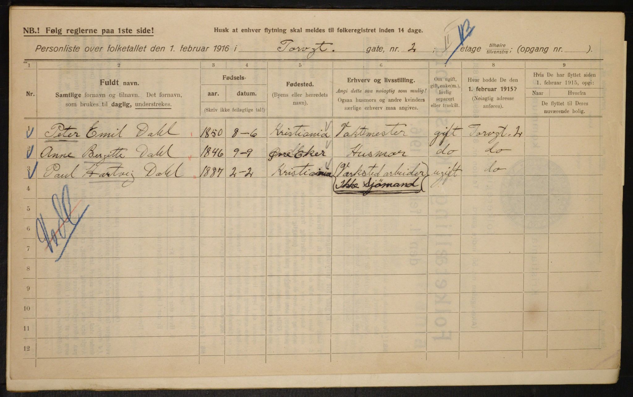 OBA, Kommunal folketelling 1.2.1916 for Kristiania, 1916, s. 117104