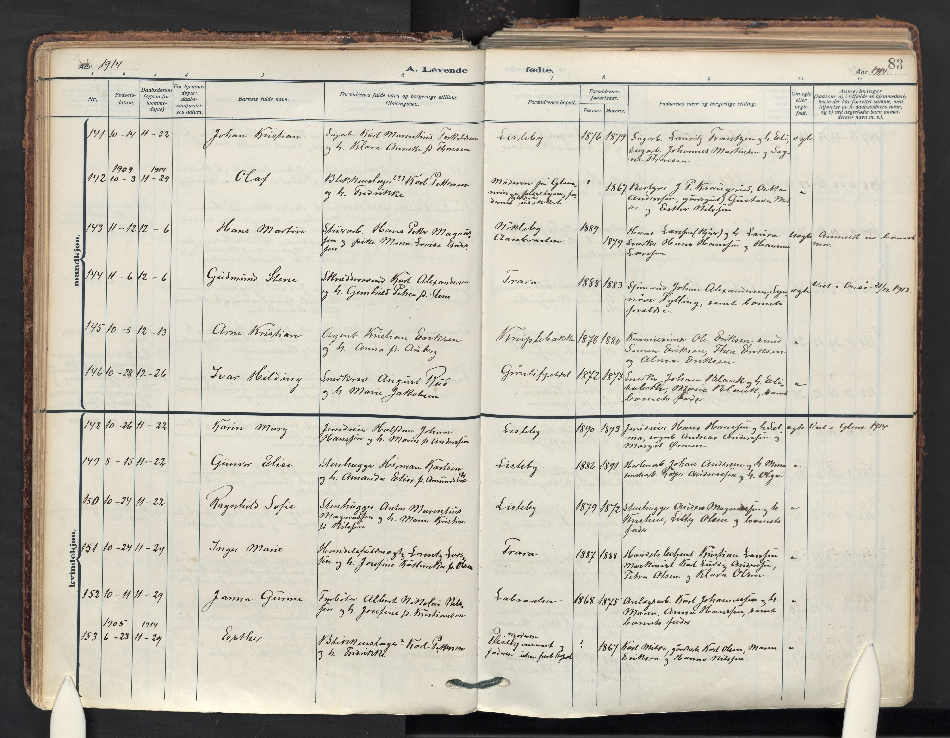Glemmen prestekontor Kirkebøker, AV/SAO-A-10908/F/Fa/L0017: Ministerialbok nr. 17, 1911-1936, s. 83