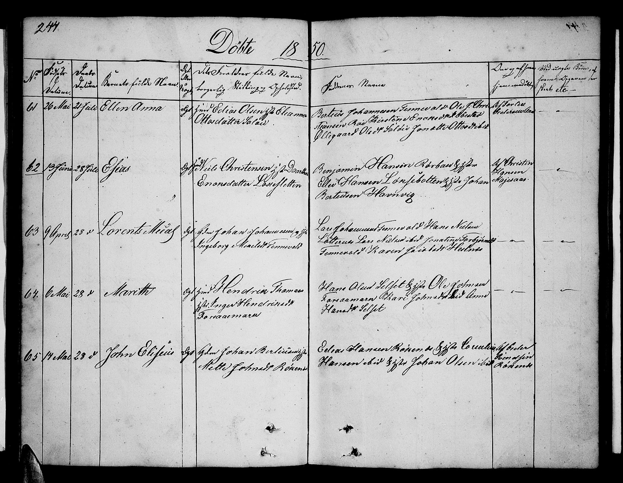 Ibestad sokneprestembete, AV/SATØ-S-0077/H/Ha/Hab/L0003klokker: Klokkerbok nr. 3, 1833-1852, s. 244