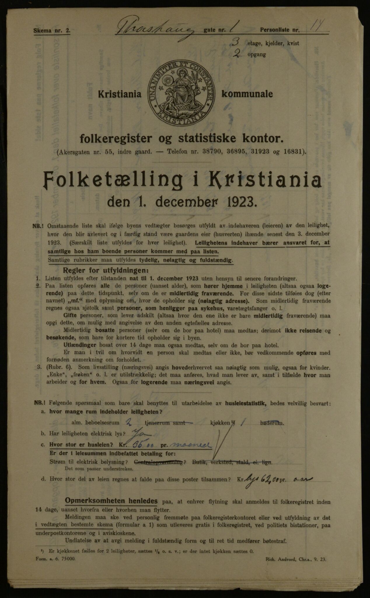 OBA, Kommunal folketelling 1.12.1923 for Kristiania, 1923, s. 126171