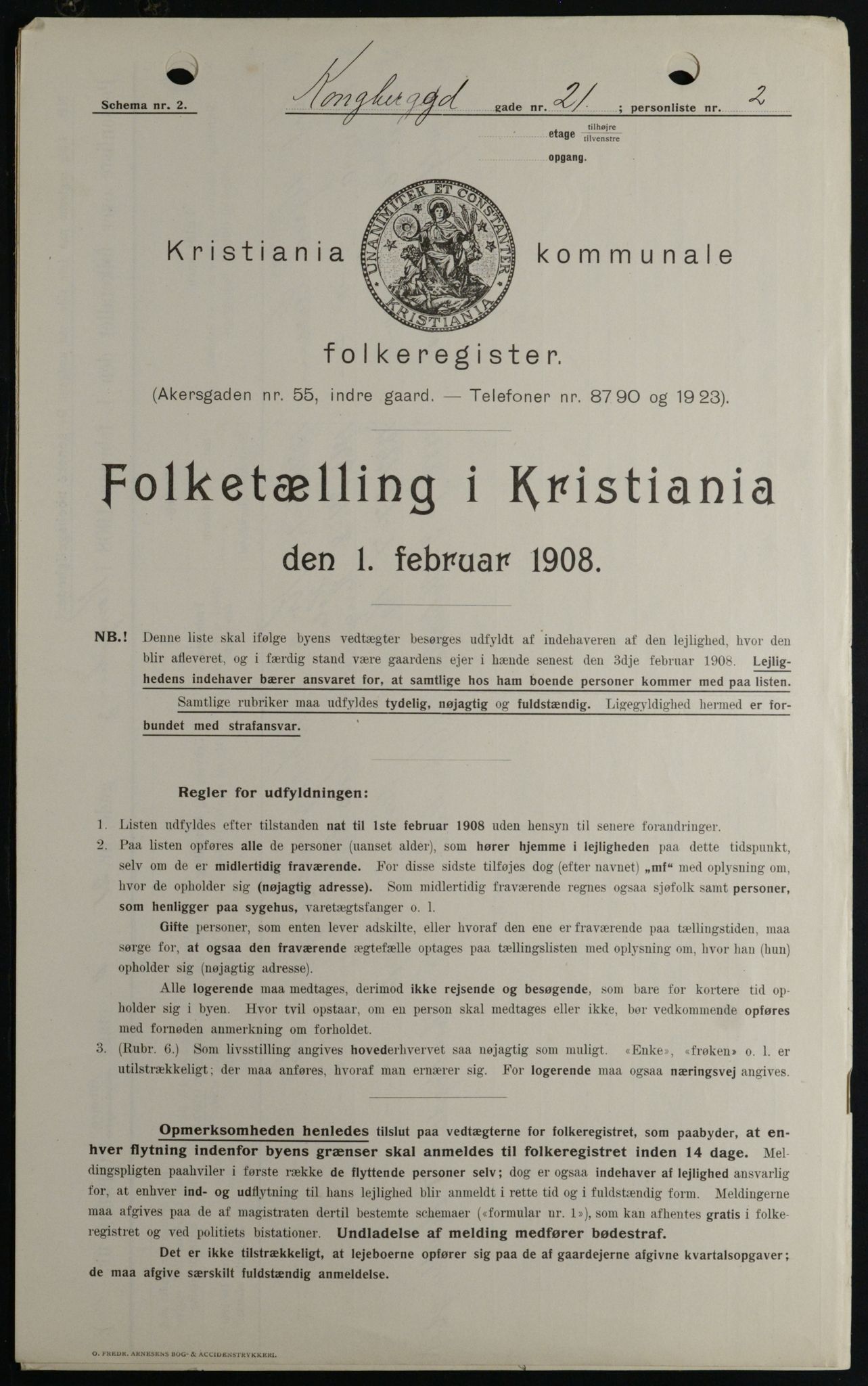 OBA, Kommunal folketelling 1.2.1908 for Kristiania kjøpstad, 1908, s. 47449
