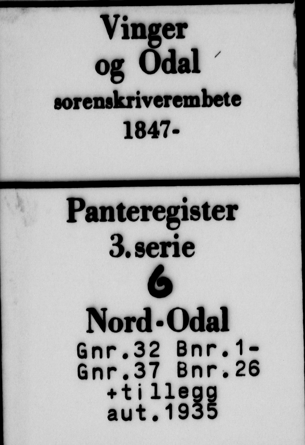 Vinger og Odal sorenskriveri, SAH/TING-022/H/Ha/Hac/Hacb/L0006: Panteregister nr. 3.6, 1935