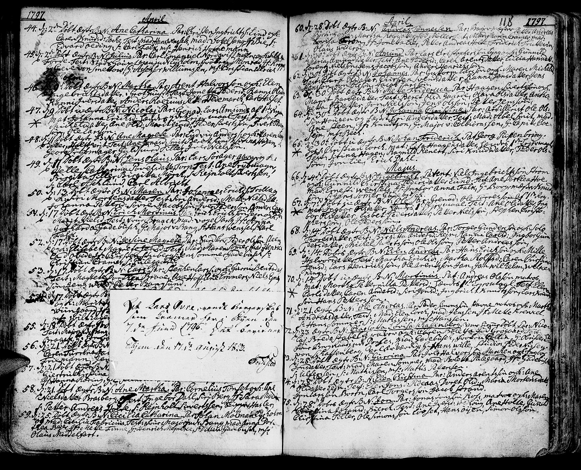 Ministerialprotokoller, klokkerbøker og fødselsregistre - Sør-Trøndelag, SAT/A-1456/601/L0039: Ministerialbok nr. 601A07, 1770-1819, s. 118