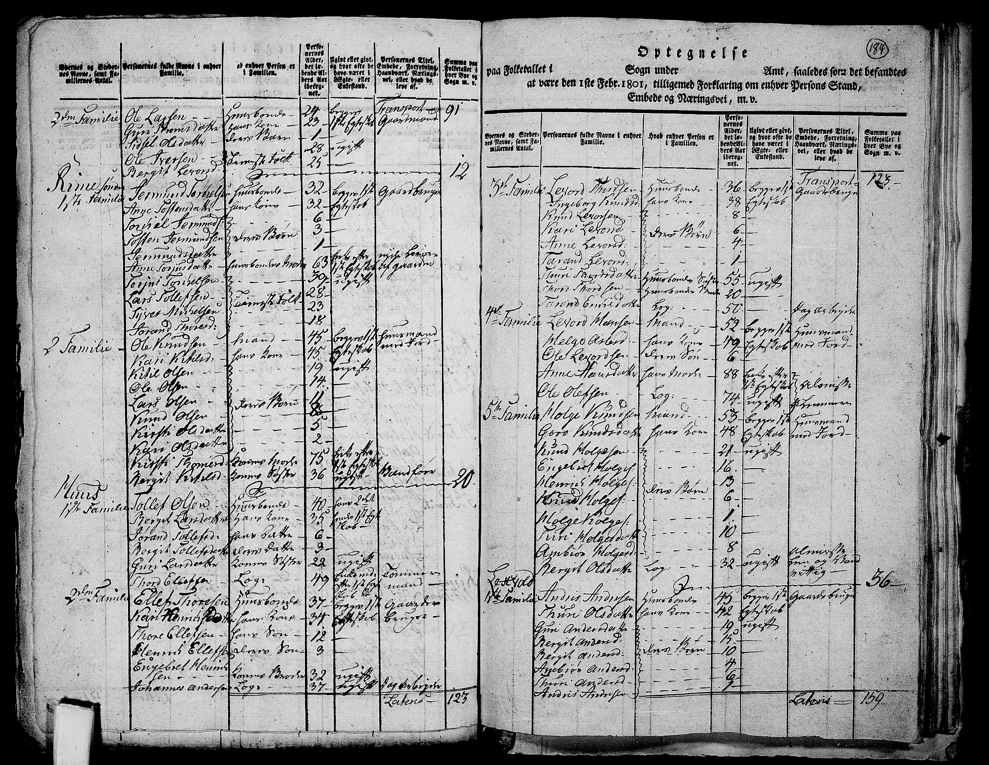 RA, Folketelling 1801 for 0619P Ål prestegjeld, 1801, s. 183b-184a