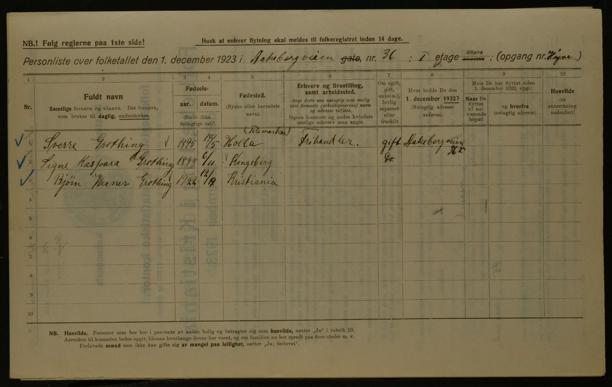 OBA, Kommunal folketelling 1.12.1923 for Kristiania, 1923, s. 143733