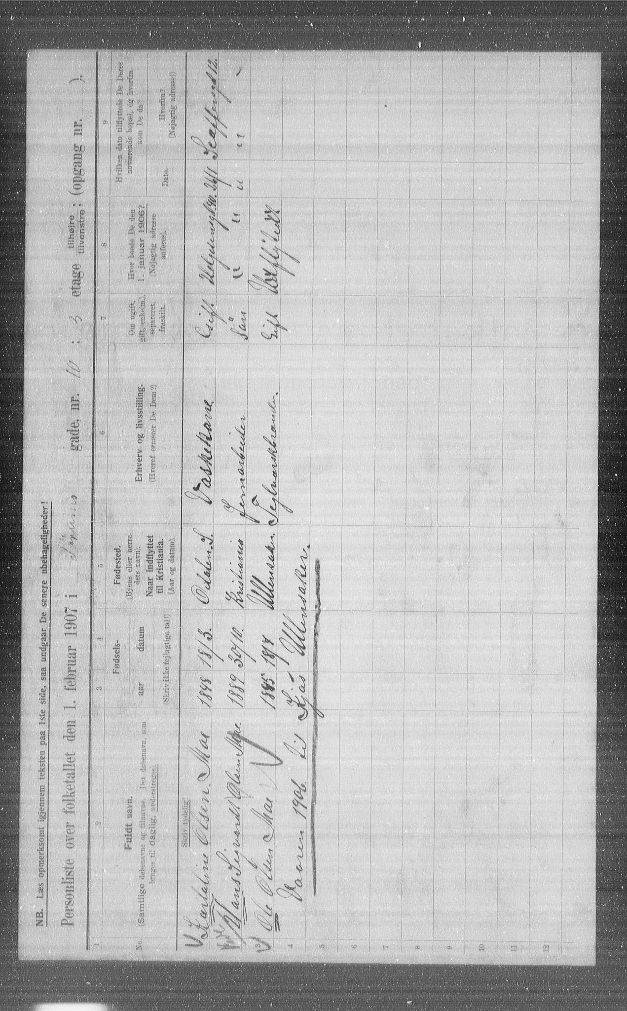 OBA, Kommunal folketelling 1.2.1907 for Kristiania kjøpstad, 1907, s. 54444