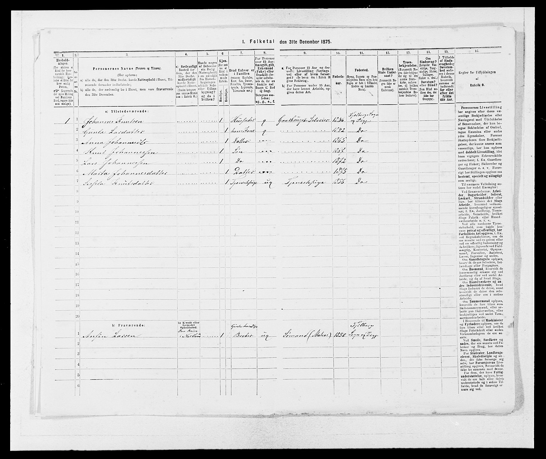 SAB, Folketelling 1875 for 1213P Fjelberg prestegjeld, 1875, s. 817