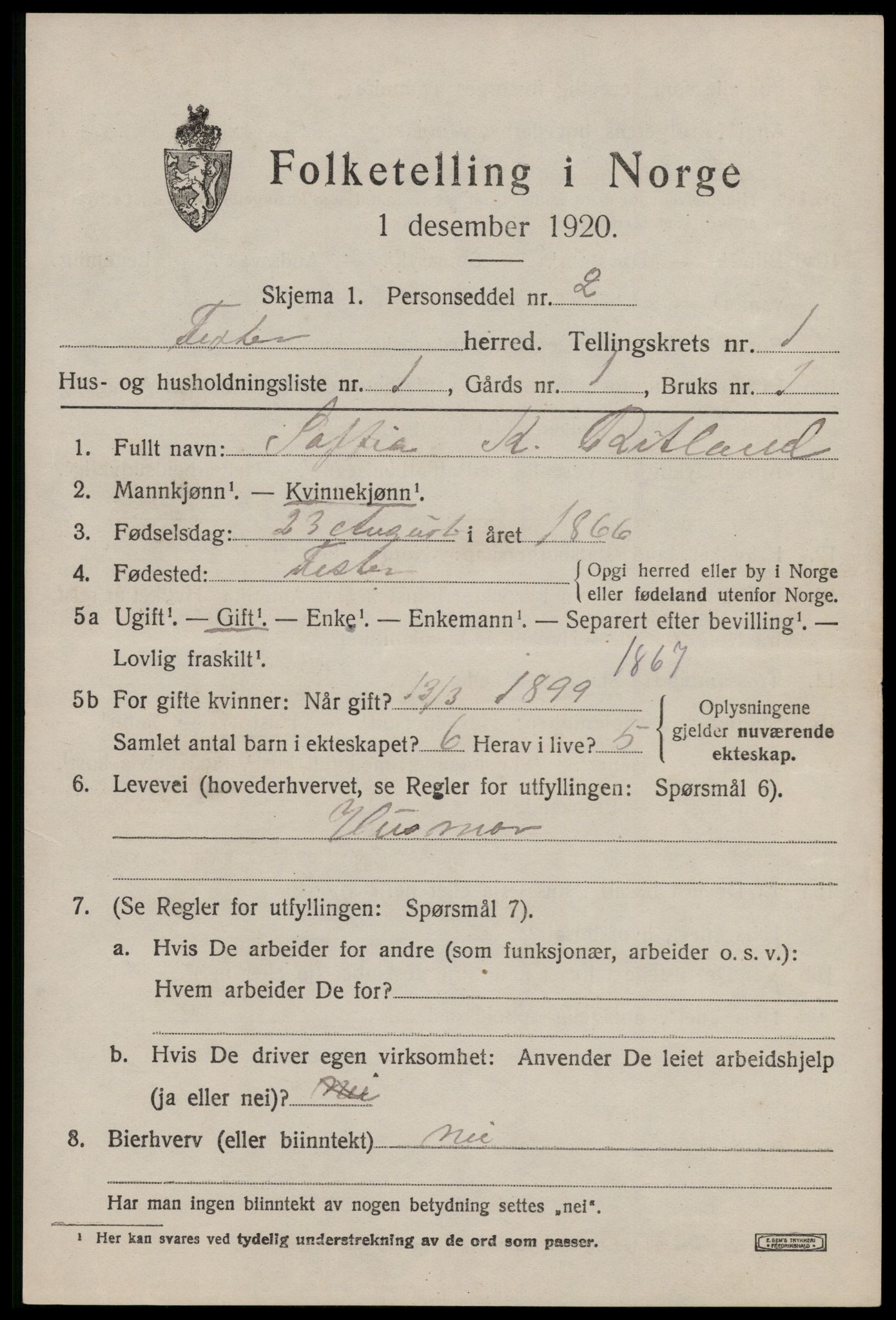 SAST, Folketelling 1920 for 1132 Fister herred, 1920, s. 373