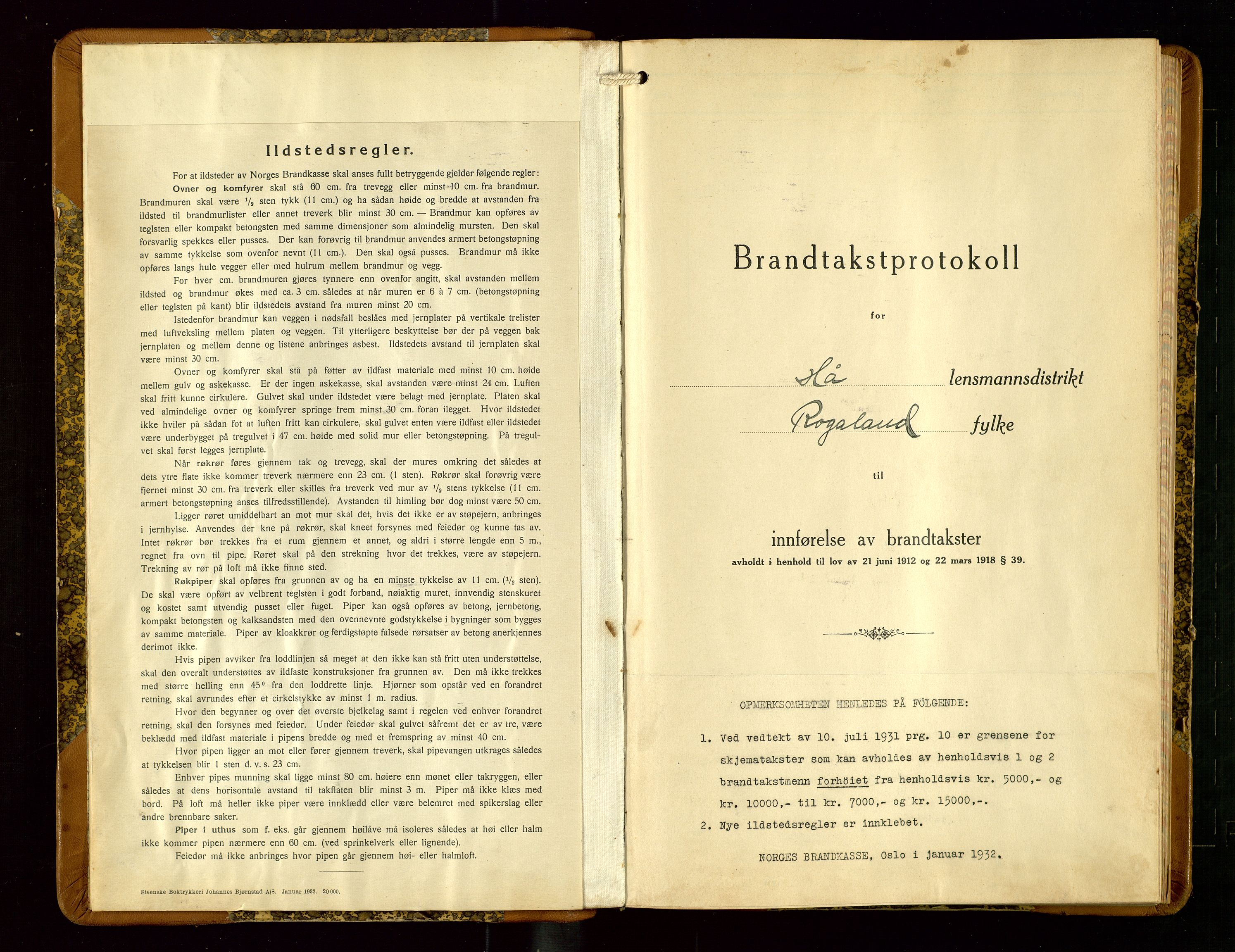 Hå lensmannskontor, SAST/A-100456/Goa/L0006: Takstprotokoll (skjema), 1932-1938