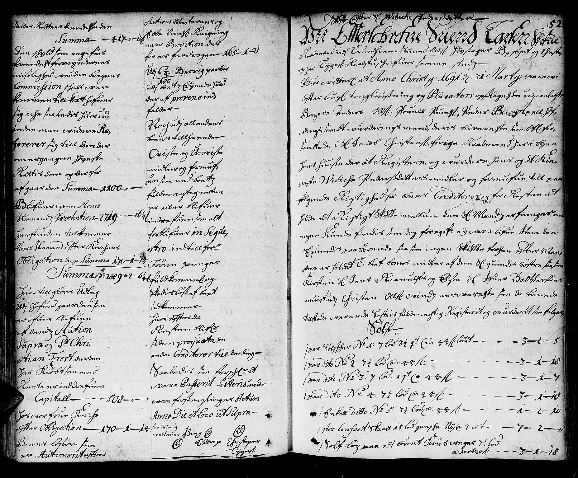Trondheim byfogd, AV/SAT-A-0003/1/3/3A/L0003: Skifteprotokoll - gml.nr.3. (m/ register), 1690-1696, s. 51b-52a