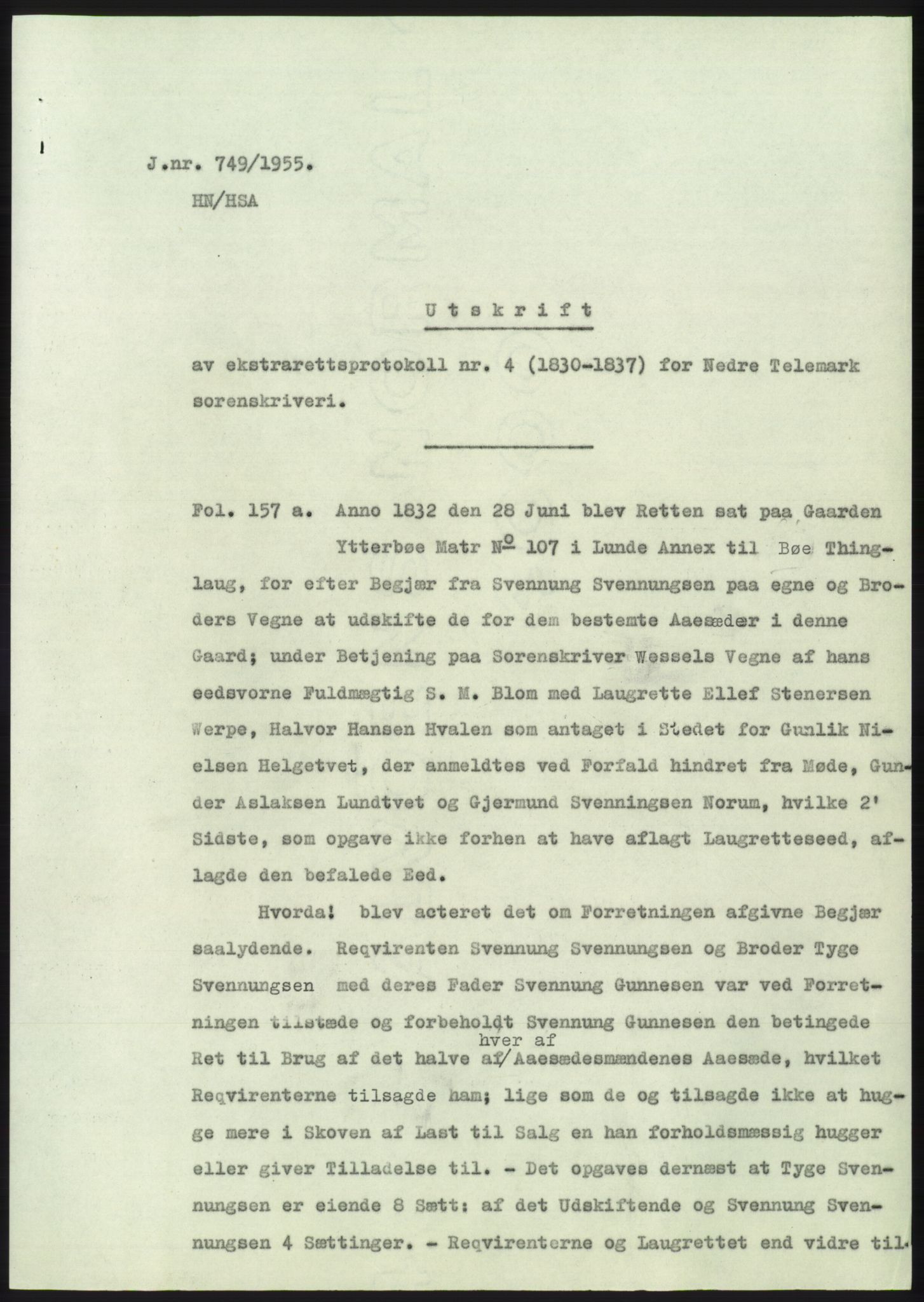 Statsarkivet i Kongsberg, AV/SAKO-A-0001/E/Ee/L0004: Avskrifter, SAO jnr. 802/1955 - 1192/1955, 1955, s. 168