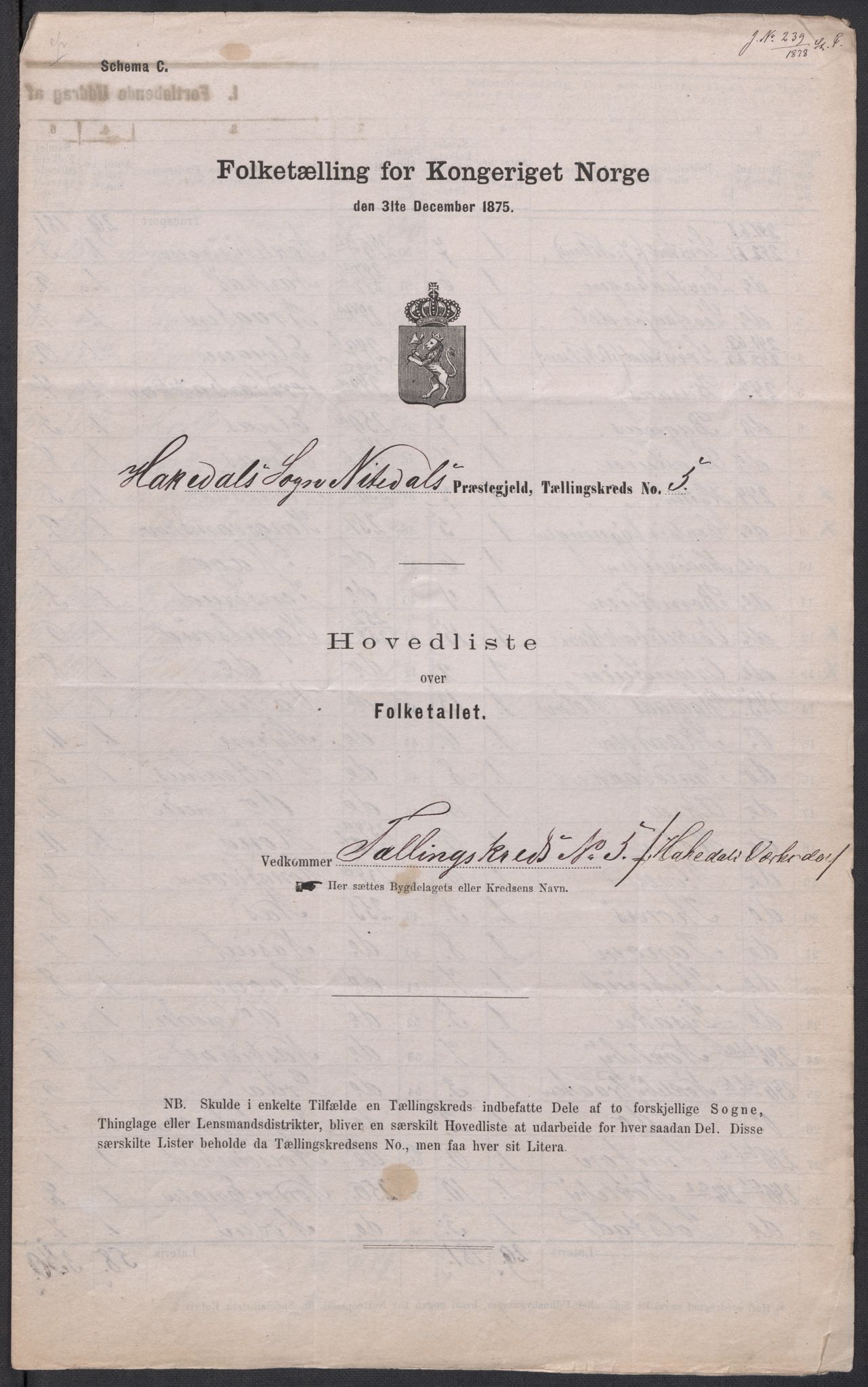 RA, Folketelling 1875 for 0233P Nittedal prestegjeld, 1875, s. 22