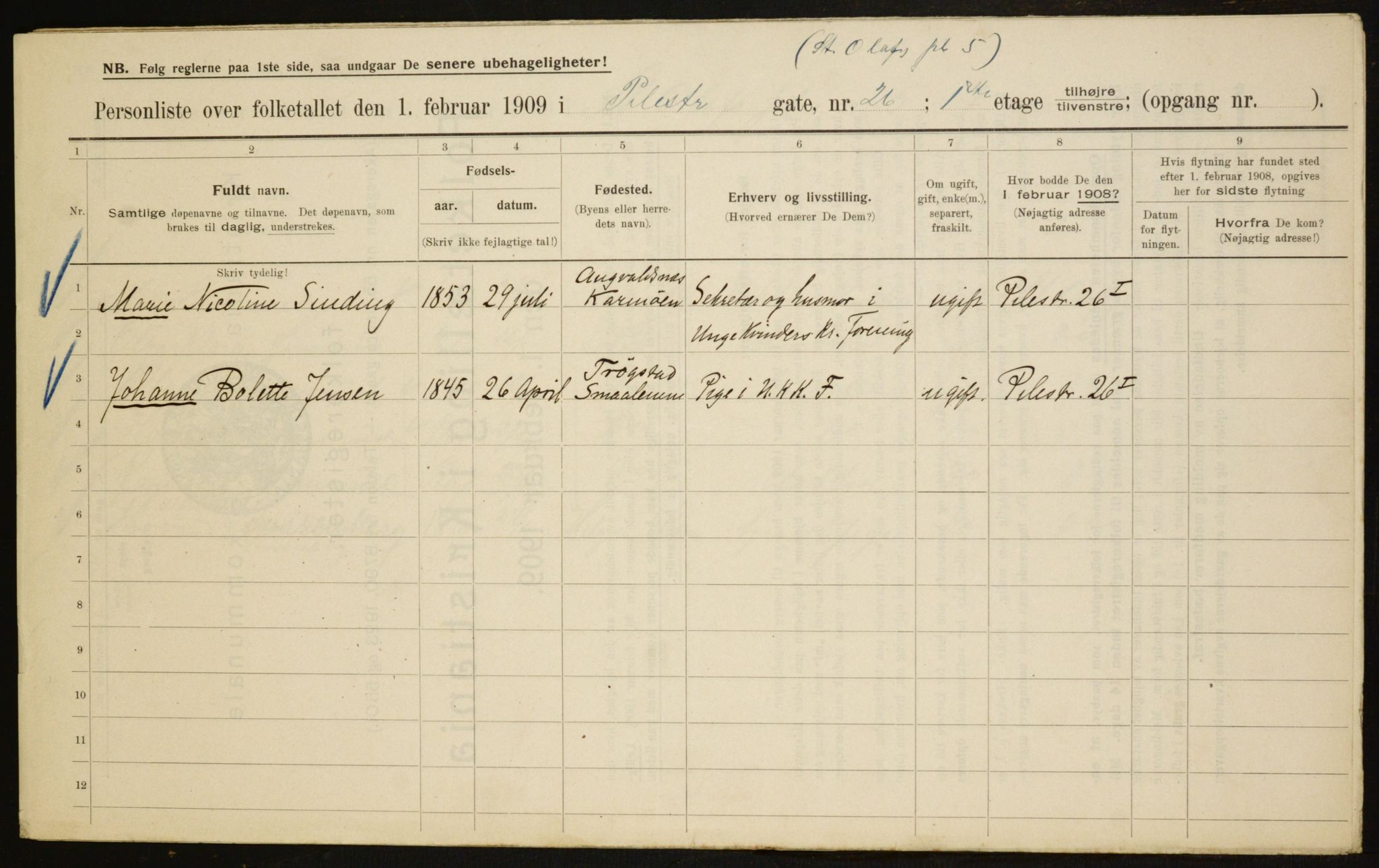 OBA, Kommunal folketelling 1.2.1909 for Kristiania kjøpstad, 1909, s. 80371