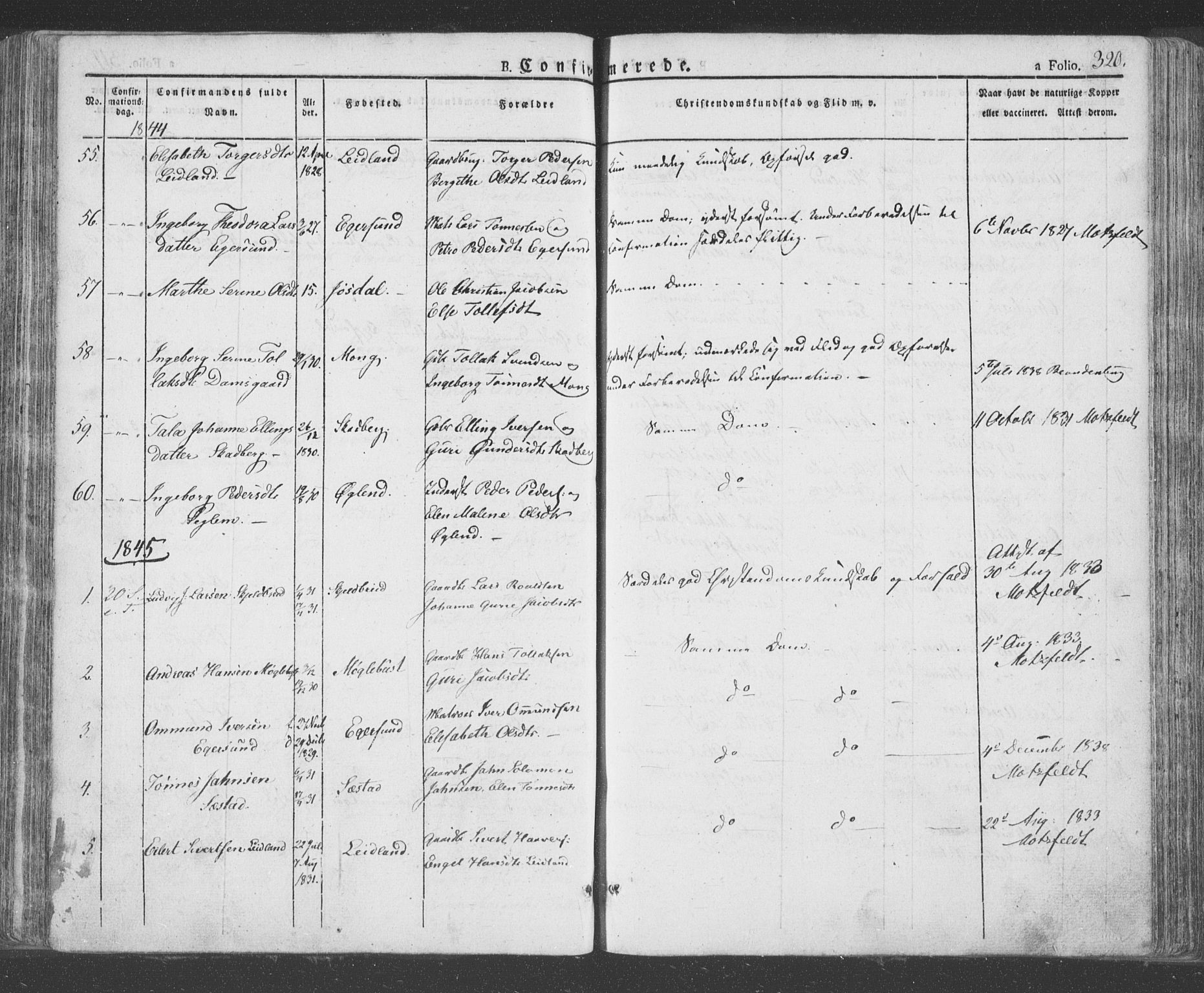 Eigersund sokneprestkontor, SAST/A-101807/S08/L0009: Ministerialbok nr. A 9, 1827-1850, s. 320