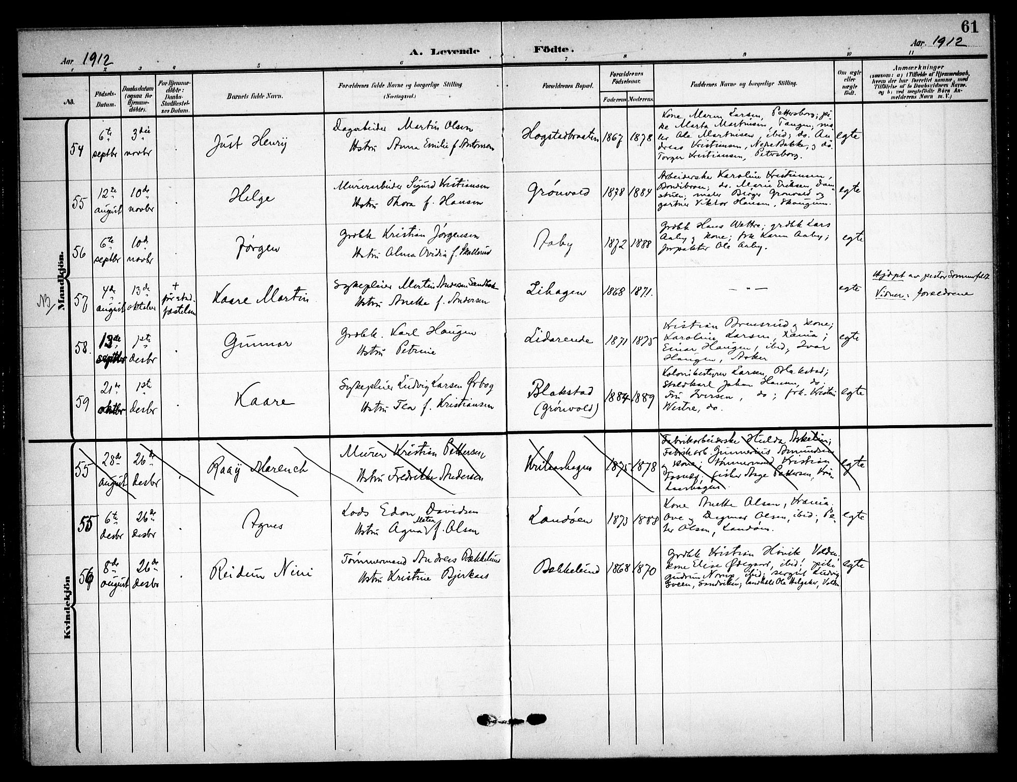 Asker prestekontor Kirkebøker, AV/SAO-A-10256a/F/Fa/L0017: Ministerialbok nr. I 17, 1907-1915, s. 61