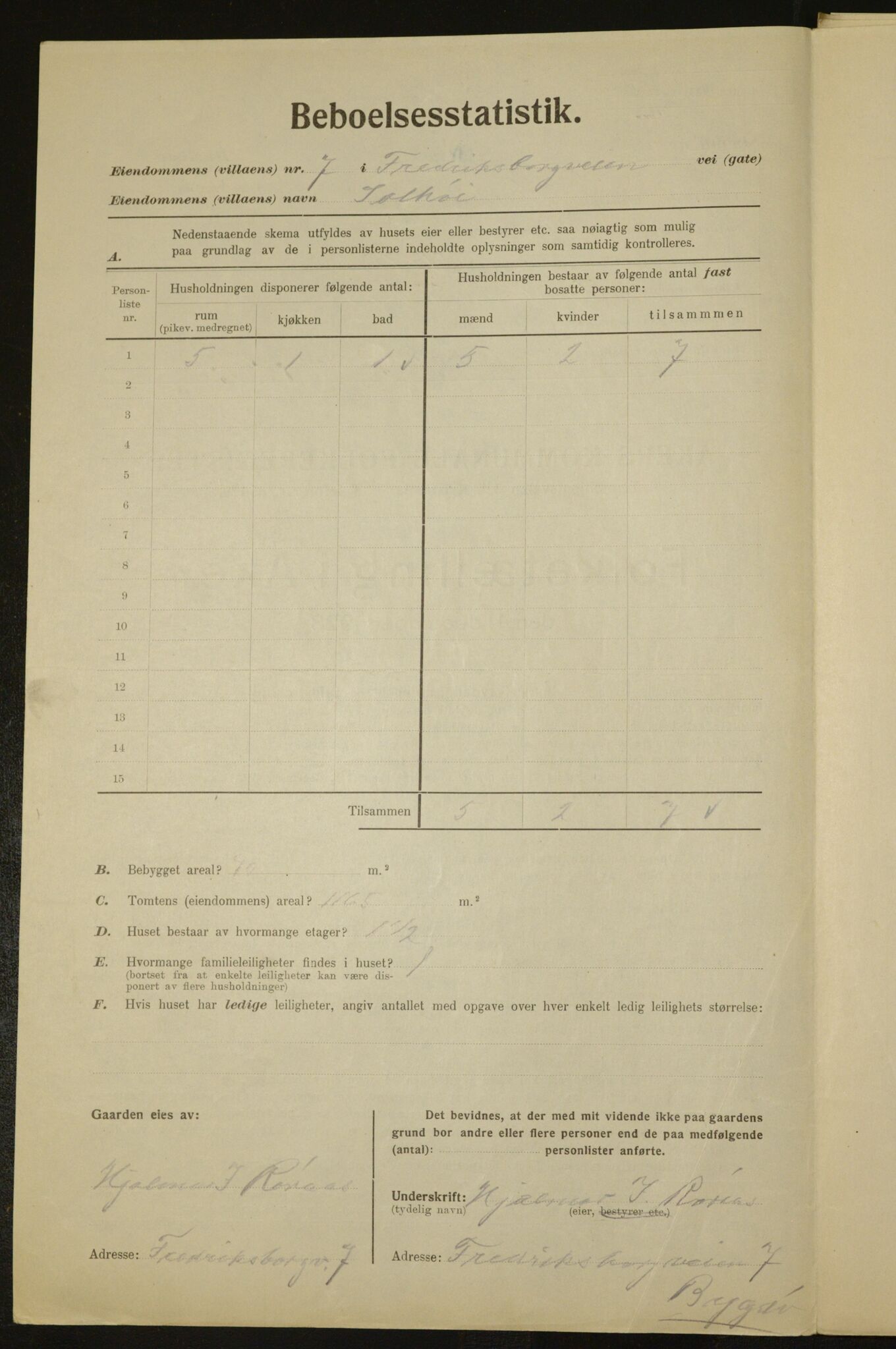 , Kommunal folketelling 1.12.1923 for Aker, 1923, s. 1737