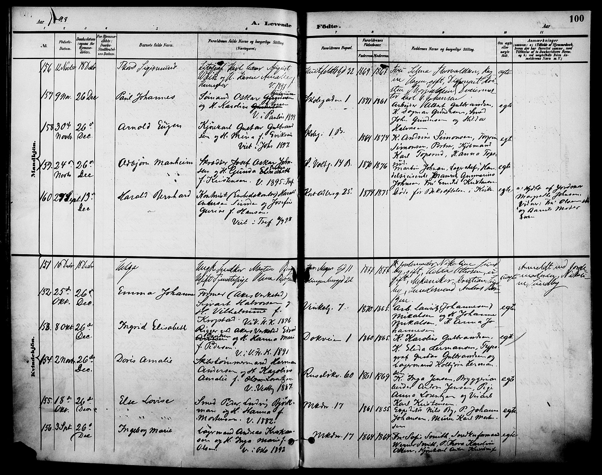 Johannes prestekontor Kirkebøker, AV/SAO-A-10852/F/Fa/L0007: Ministerialbok nr. 7, 1896-1905, s. 100