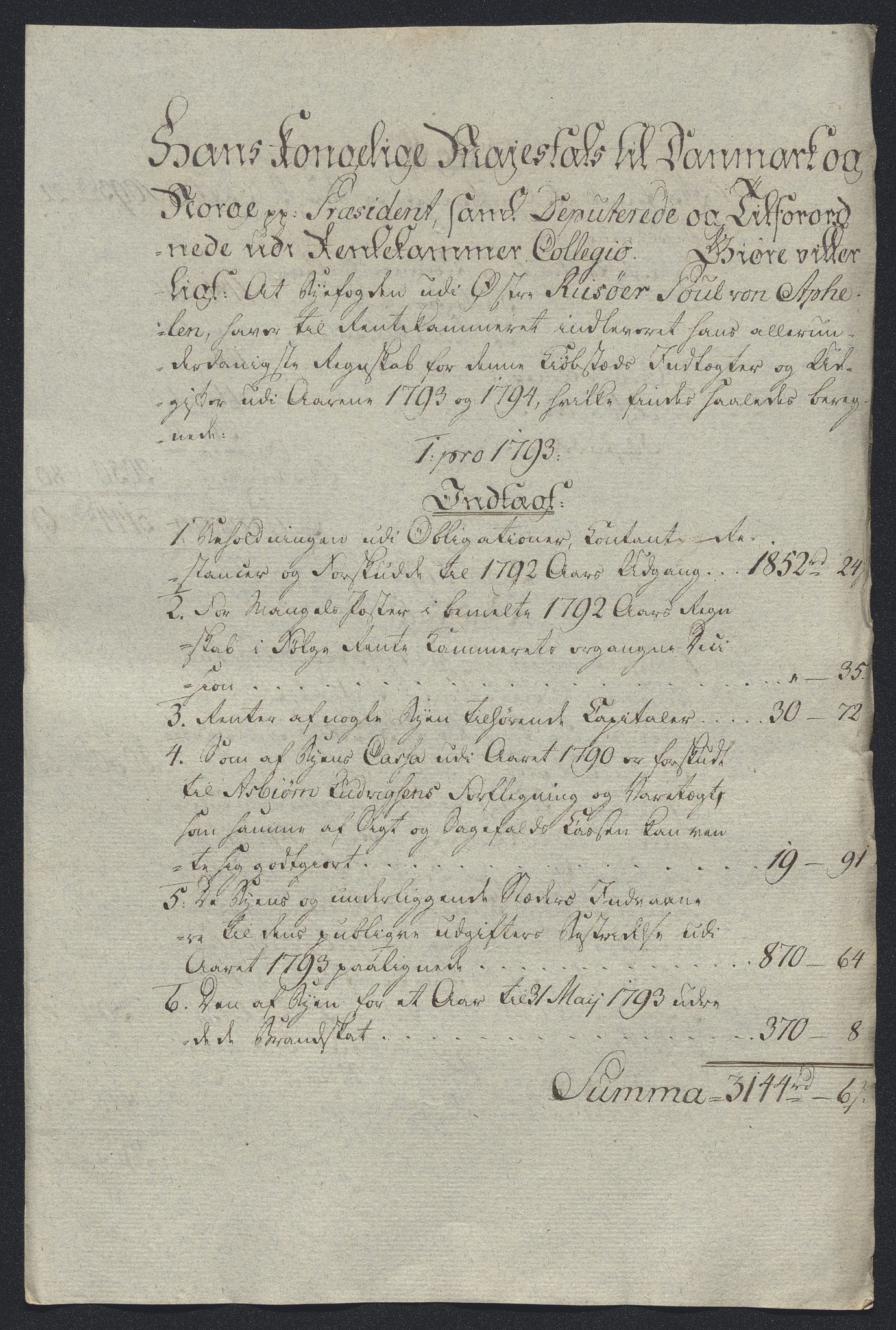 Danske Kanselli 1800-1814, AV/RA-EA-3024/K/Kk/Kka/Kkac/L0234: Kjøpstadregnskap Øster Risør, 1791-1795, s. 230