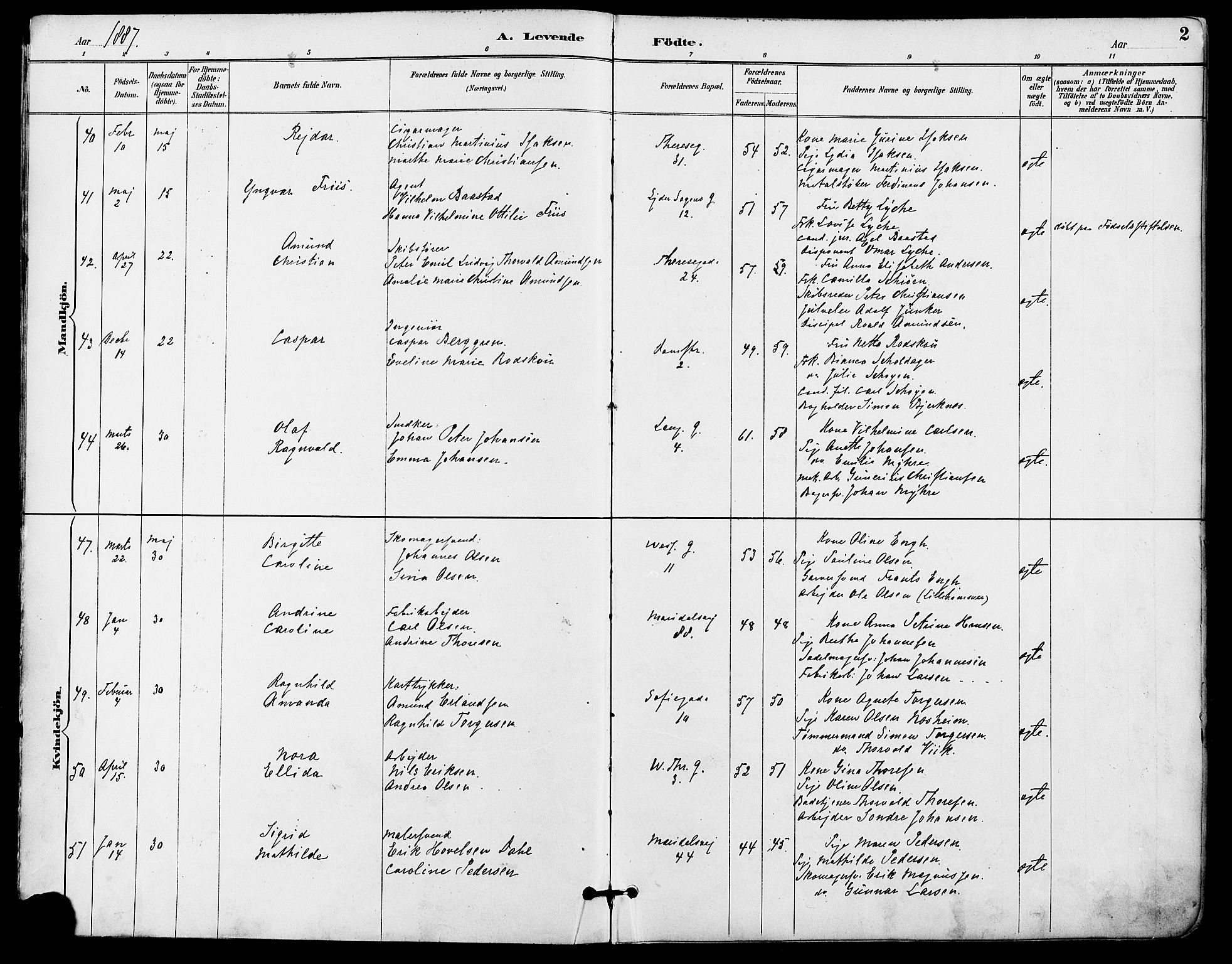 Gamle Aker prestekontor Kirkebøker, AV/SAO-A-10617a/F/L0008: Ministerialbok nr. 8, 1887-1896, s. 2