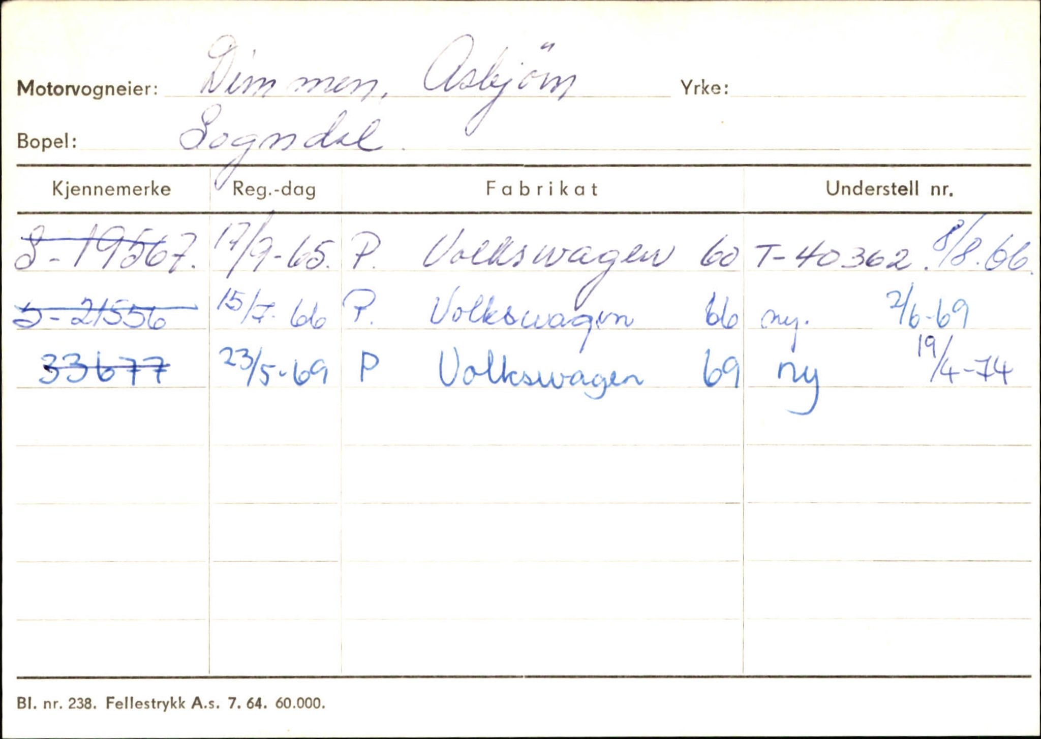 Statens vegvesen, Sogn og Fjordane vegkontor, SAB/A-5301/4/F/L0124: Eigarregister Sogndal A-U, 1945-1975, s. 298