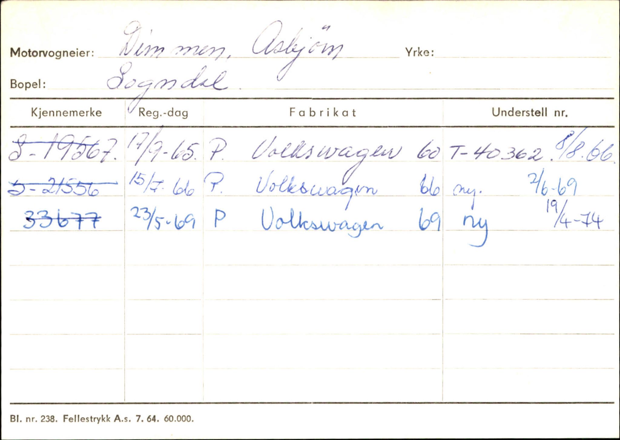 Statens vegvesen, Sogn og Fjordane vegkontor, AV/SAB-A-5301/4/F/L0124: Eigarregister Sogndal A-U, 1945-1975, s. 298