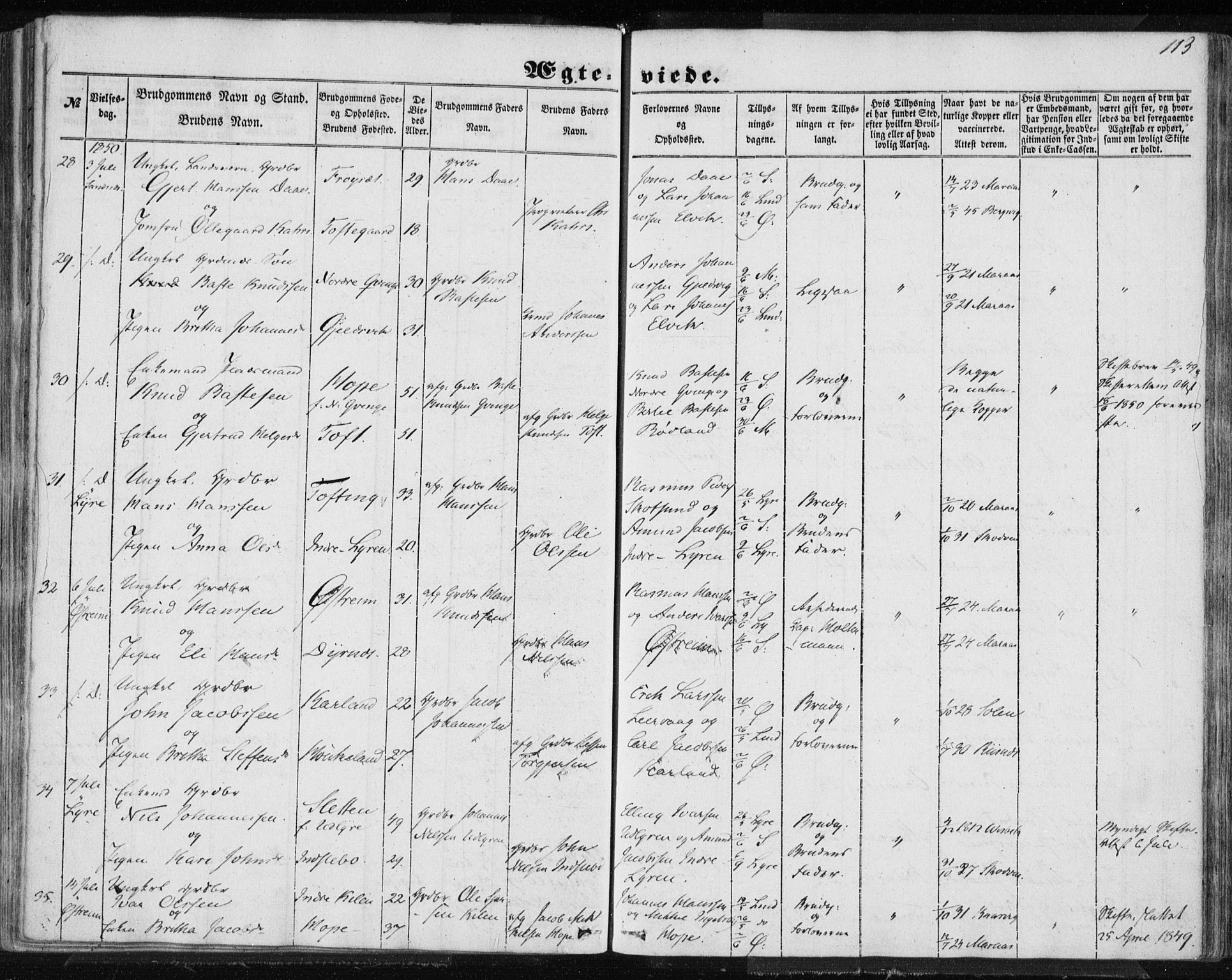 Lindås Sokneprestembete, AV/SAB-A-76701/H/Haa/Haaa/L0013: Ministerialbok nr. A 13, 1848-1862, s. 113