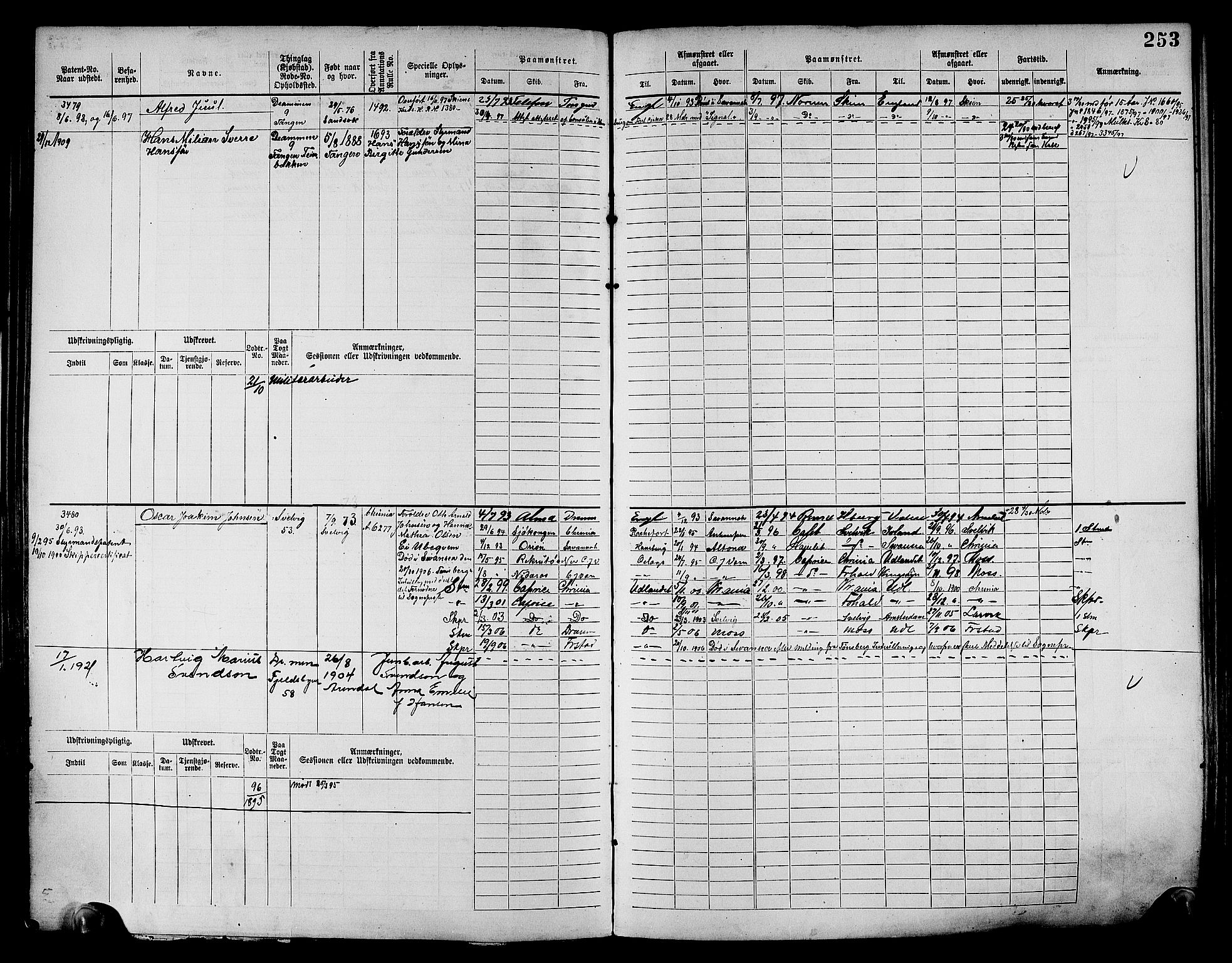 Drammen innrulleringsdistrikt, AV/SAKO-A-781/F/Fc/L0004: Hovedrulle, 1885, s. 259