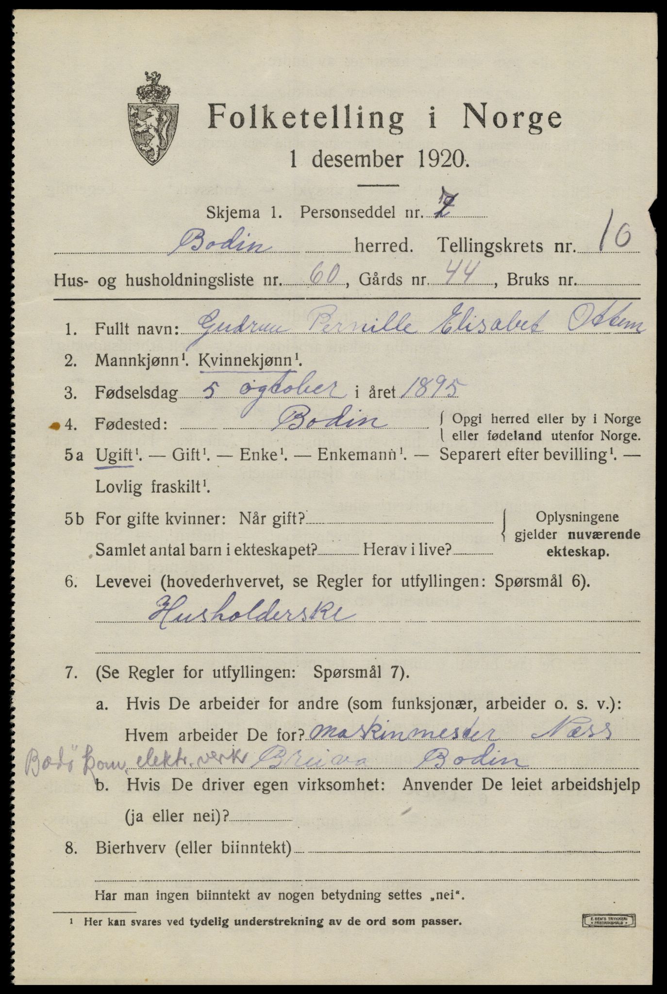 SAT, Folketelling 1920 for 1843 Bodin herred, 1920, s. 8344