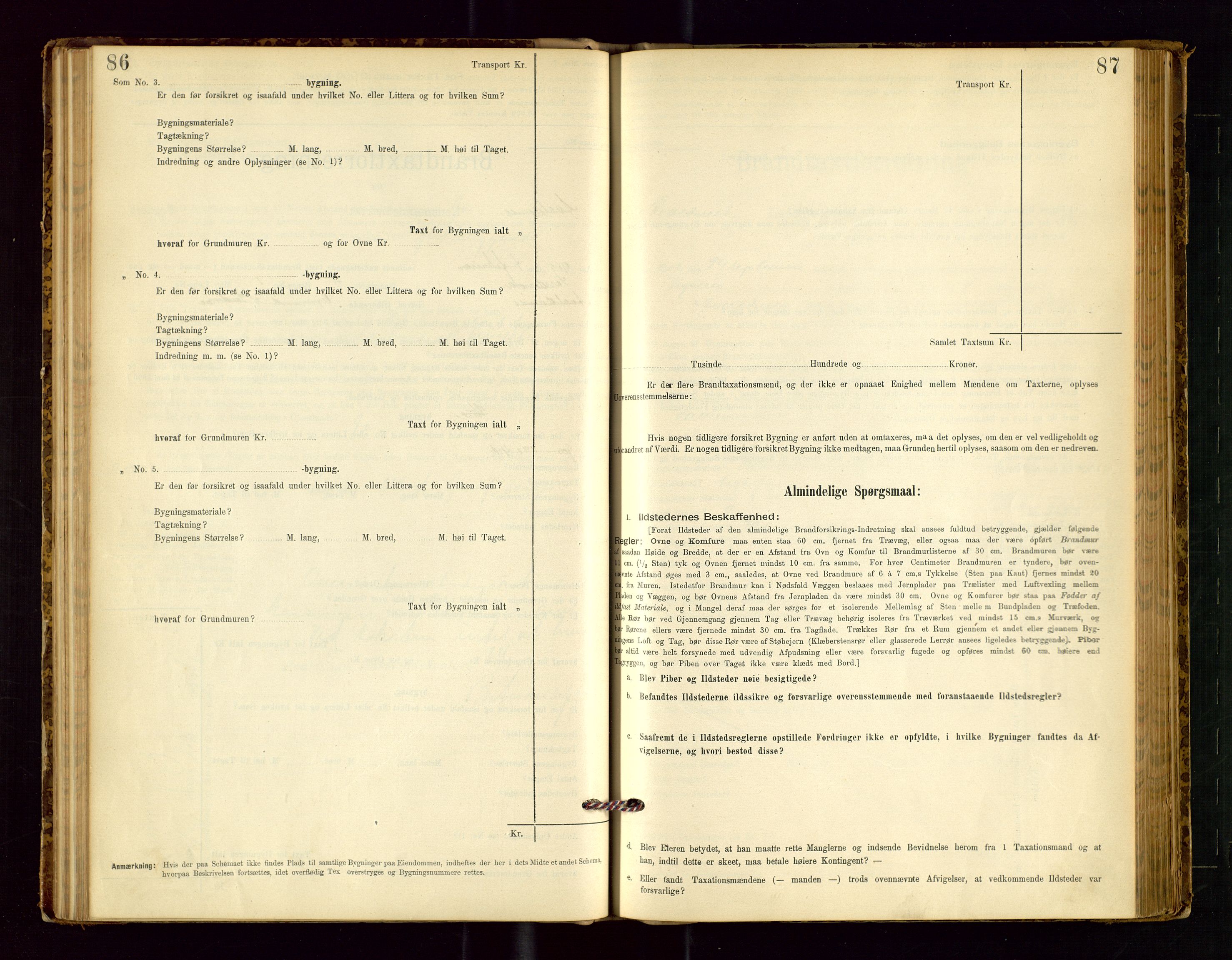 Avaldsnes lensmannskontor, SAST/A-100286/Gob/L0001: "Brandtaxationsprotokol for Avaldsnes Lensmandsdistrikt Ryfylke Fogderi", 1894-1925, s. 86-87