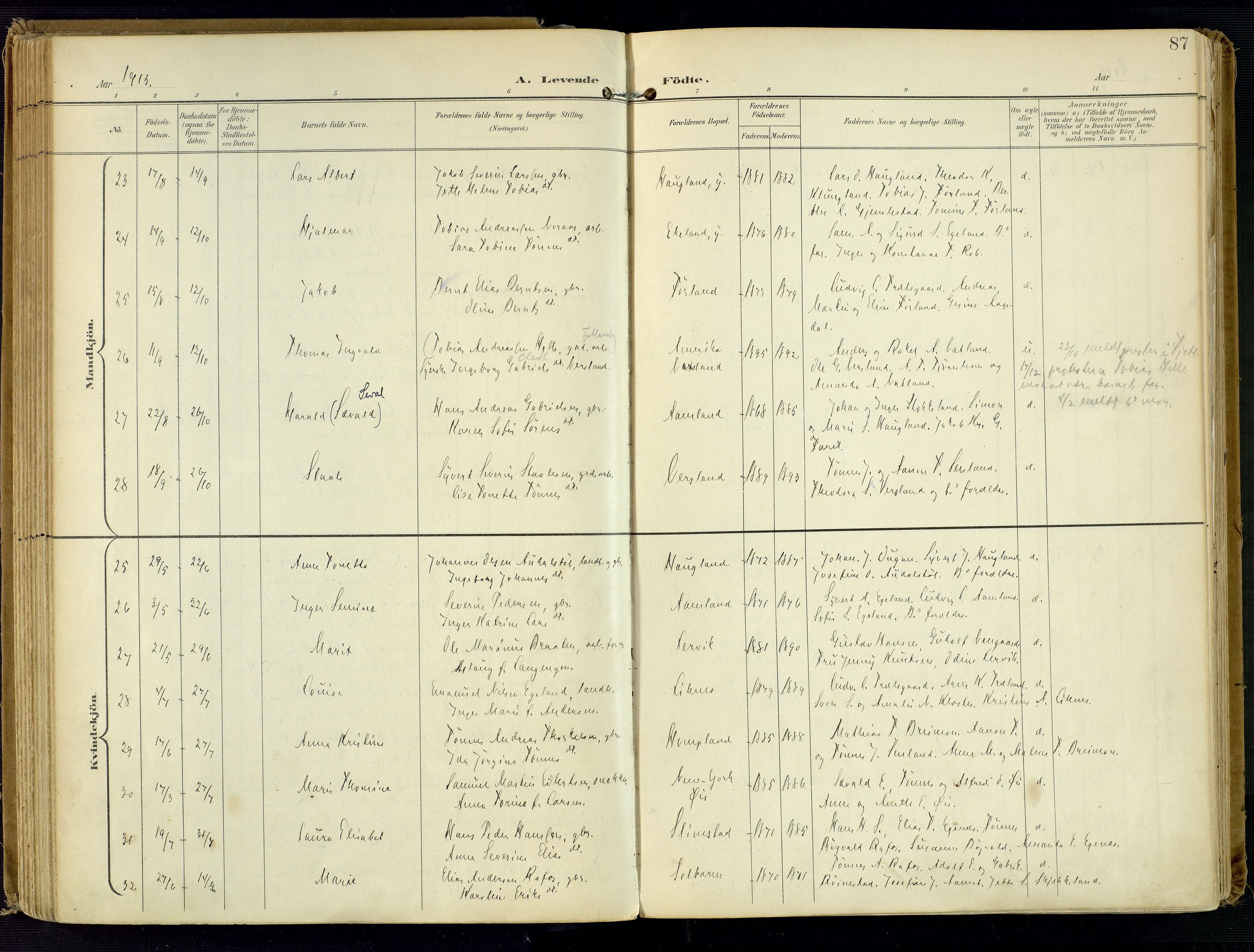 Kvinesdal sokneprestkontor, SAK/1111-0026/F/Fa/Fab/L0009: Ministerialbok nr. A 9, 1898-1915, s. 87