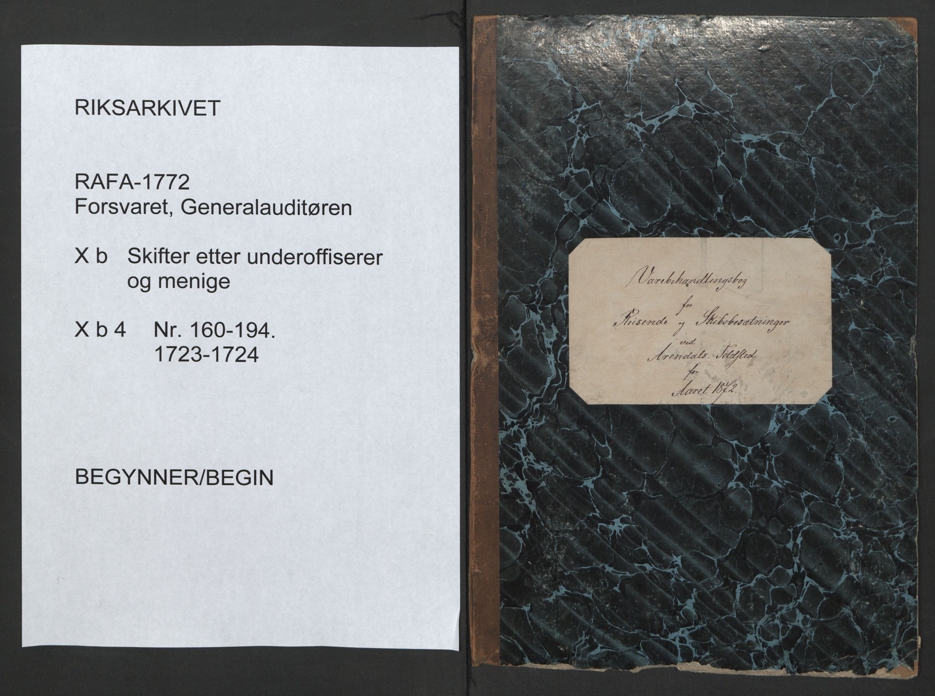 Forsvaret, Generalauditøren, AV/RA-RAFA-1772/F/Fj/Fjb/L0004: Skifter nr. 160 - 194 (1723, 1724), 1723-1724, s. 1