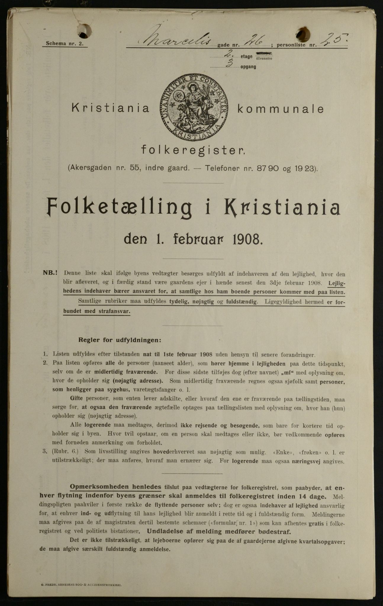 OBA, Kommunal folketelling 1.2.1908 for Kristiania kjøpstad, 1908, s. 57791