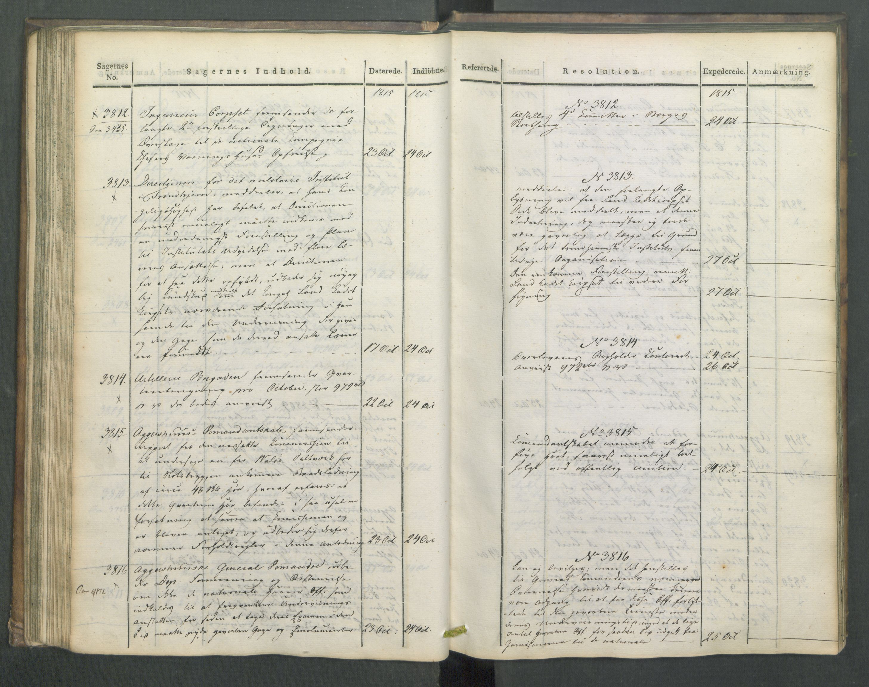 Armédepartementet, AV/RA-RAFA-3493/C/Ca/L0006: 6. Departements Journal, 1815