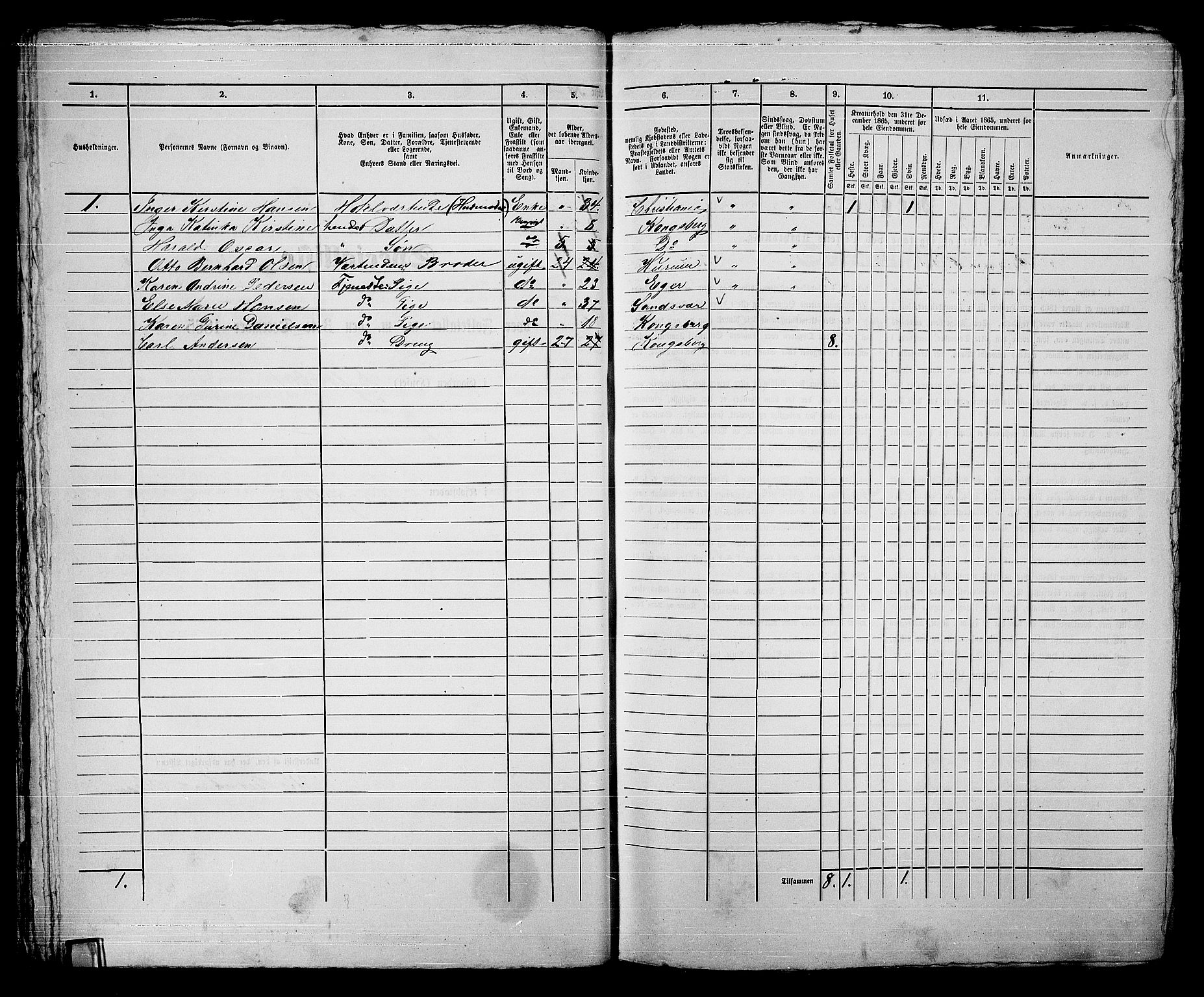 RA, Folketelling 1865 for 0604B Kongsberg prestegjeld, Kongsberg kjøpstad, 1865, s. 559