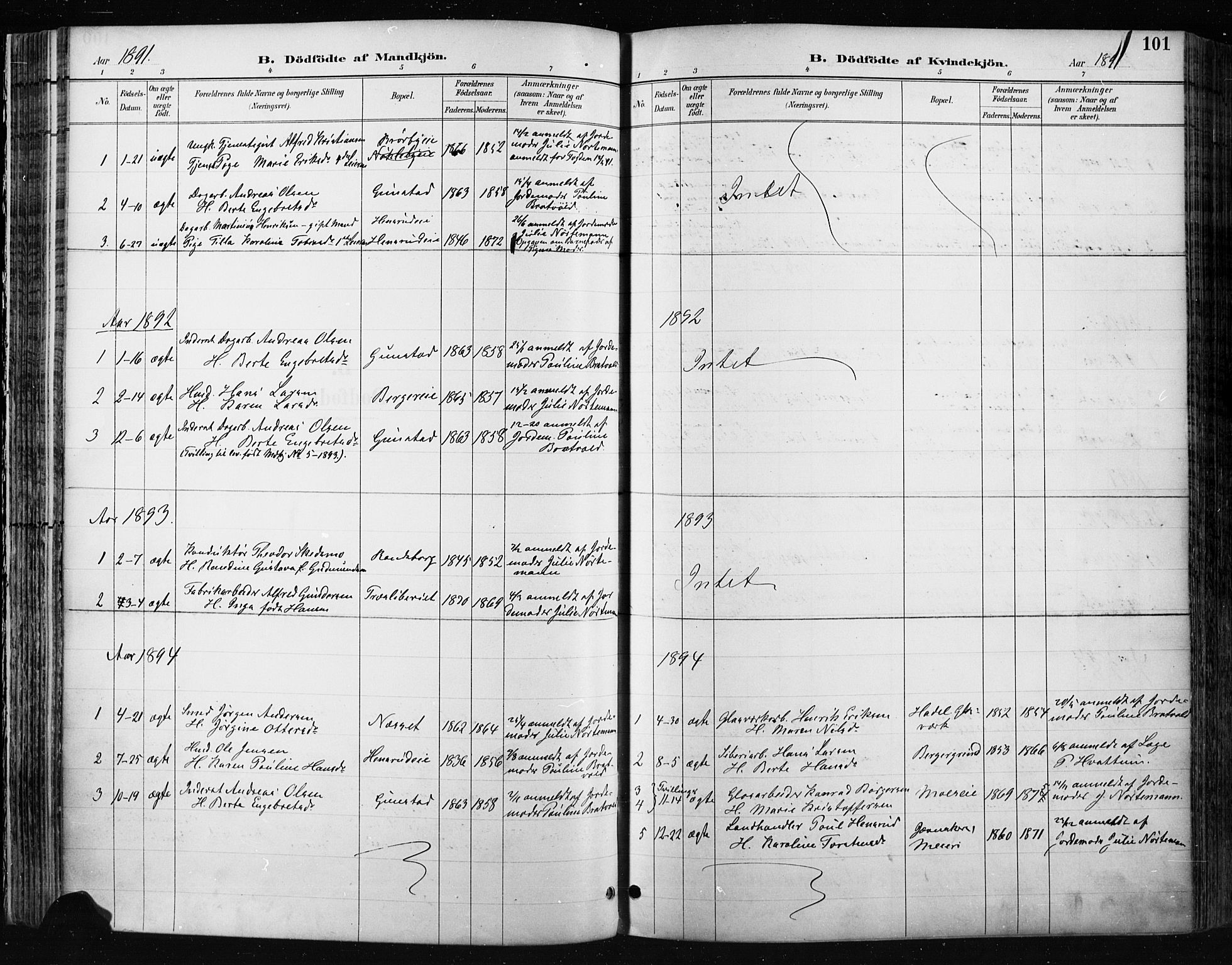 Jevnaker prestekontor, AV/SAH-PREST-116/H/Ha/Haa/L0009: Ministerialbok nr. 9, 1891-1901, s. 101