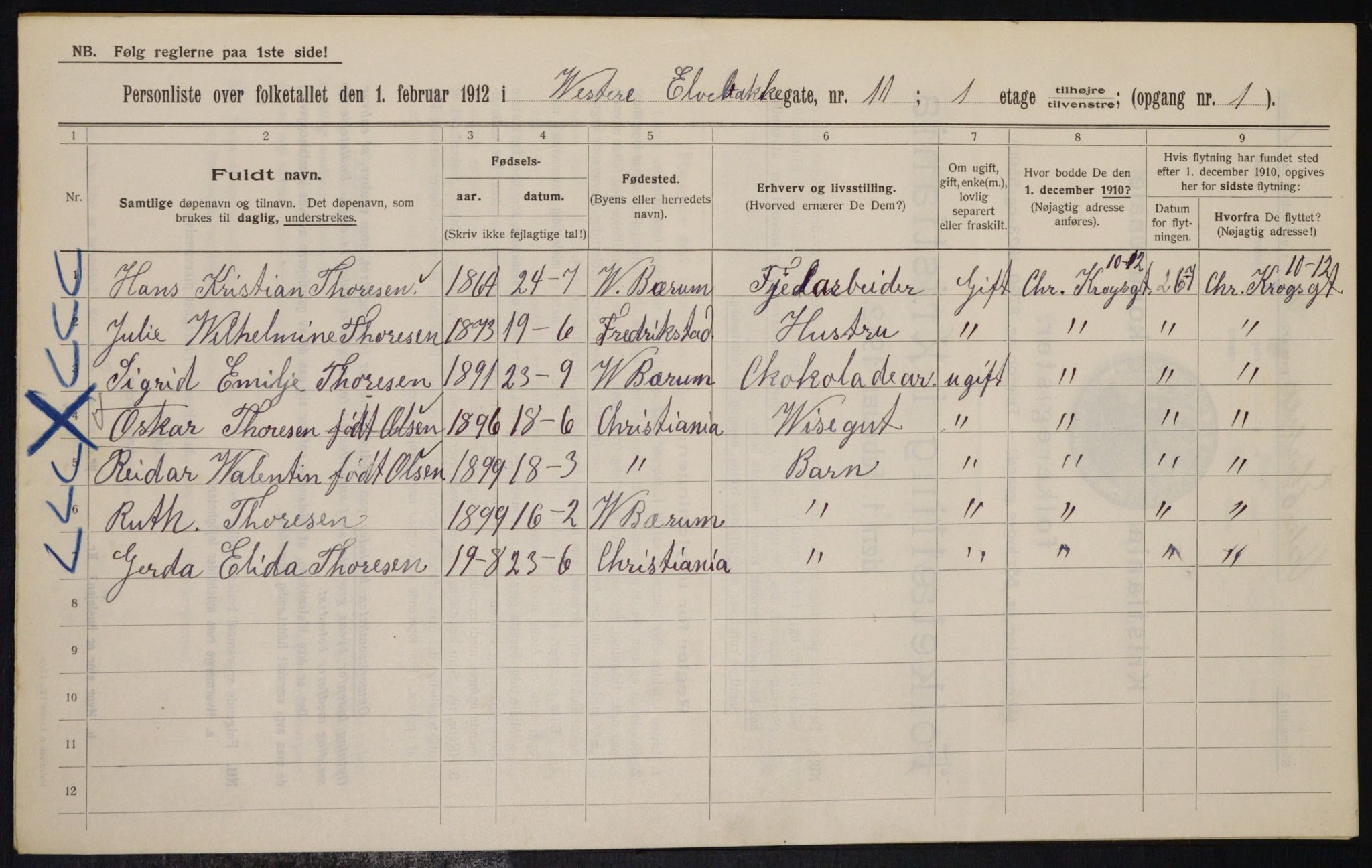 OBA, Kommunal folketelling 1.2.1912 for Kristiania, 1912, s. 122437