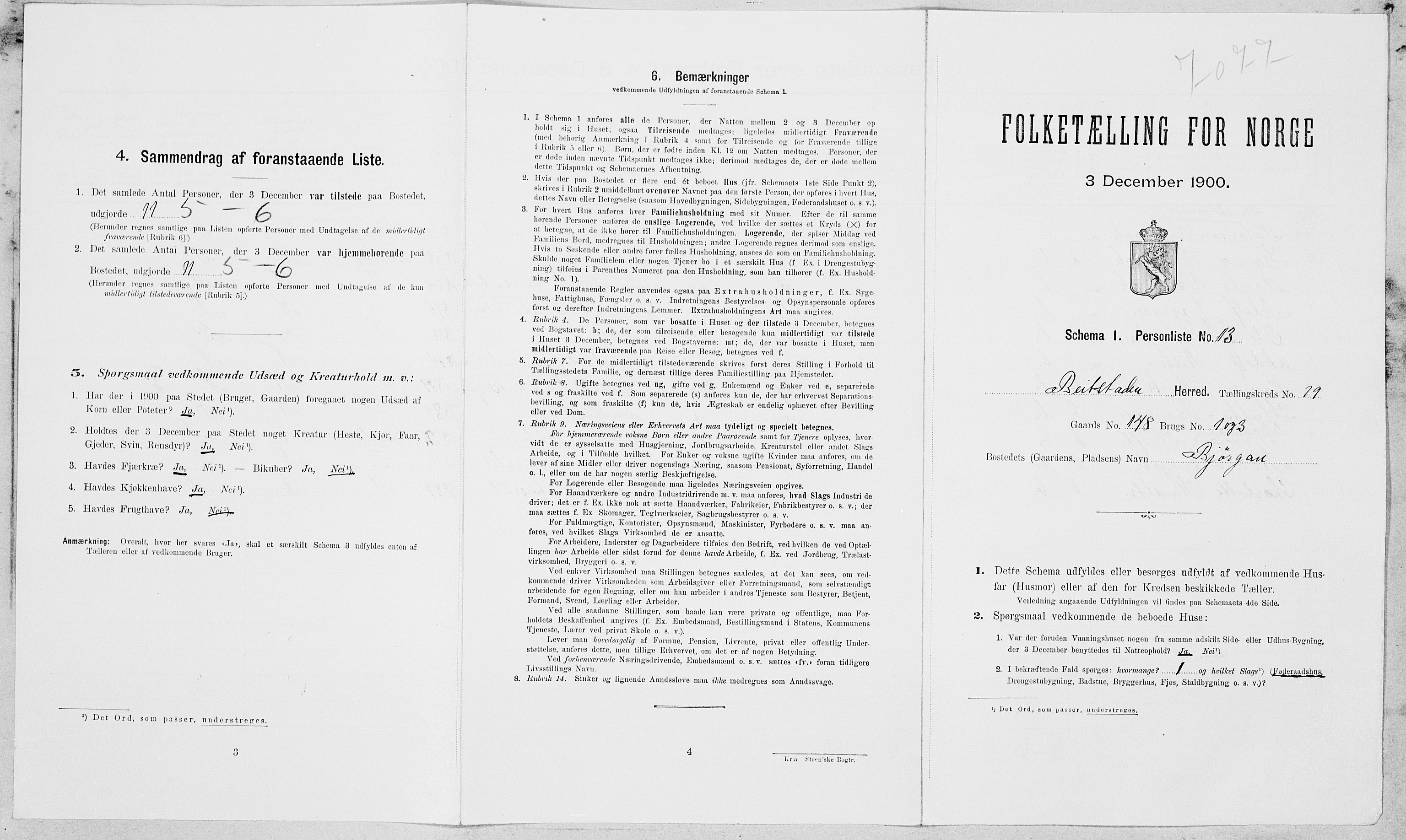SAT, Folketelling 1900 for 1727 Beitstad herred, 1900, s. 1316